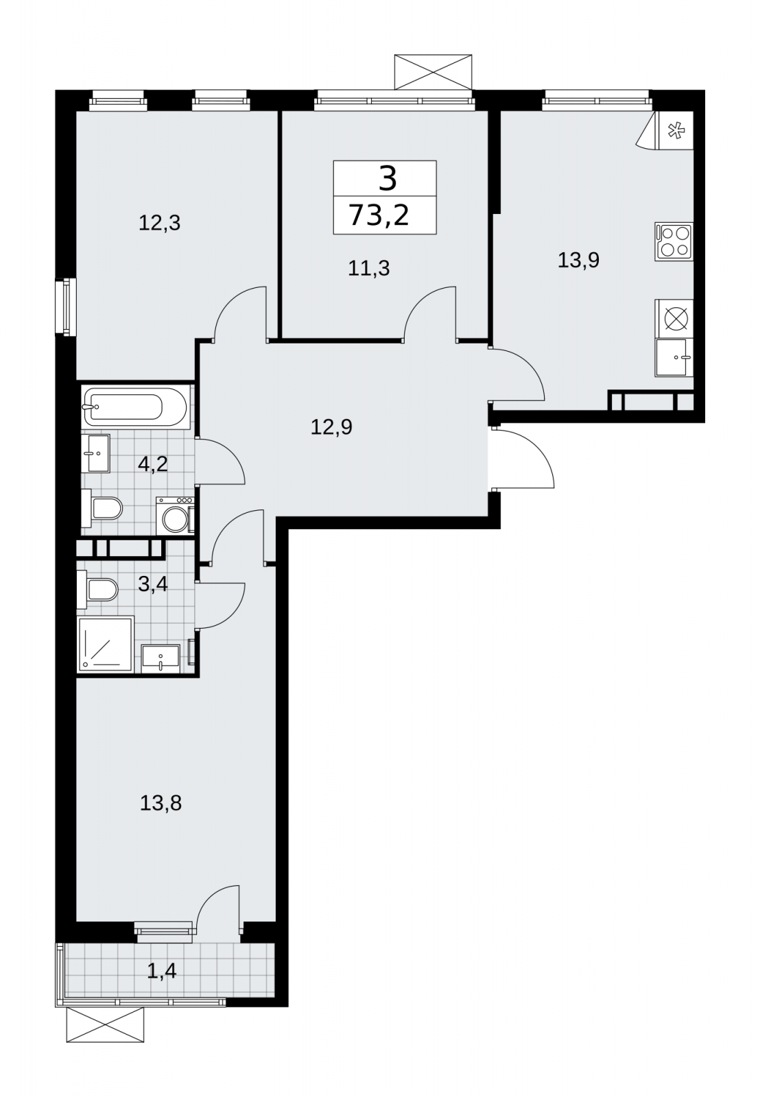 1-комнатная квартира с отделкой в ЖК Цветочные Поляны на 3 этаже в 6 секции. Сдача в 3 кв. 2024 г.