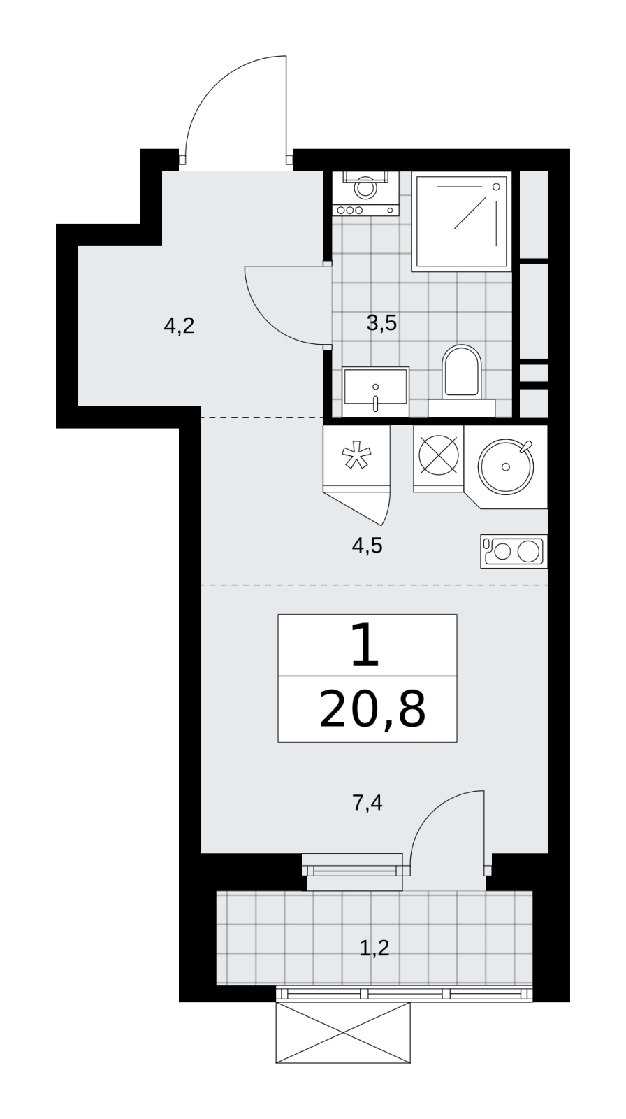 1-комнатная квартира с отделкой в ЖК Цветочные Поляны на 3 этаже в 2 секции. Сдача в 4 кв. 2025 г.
