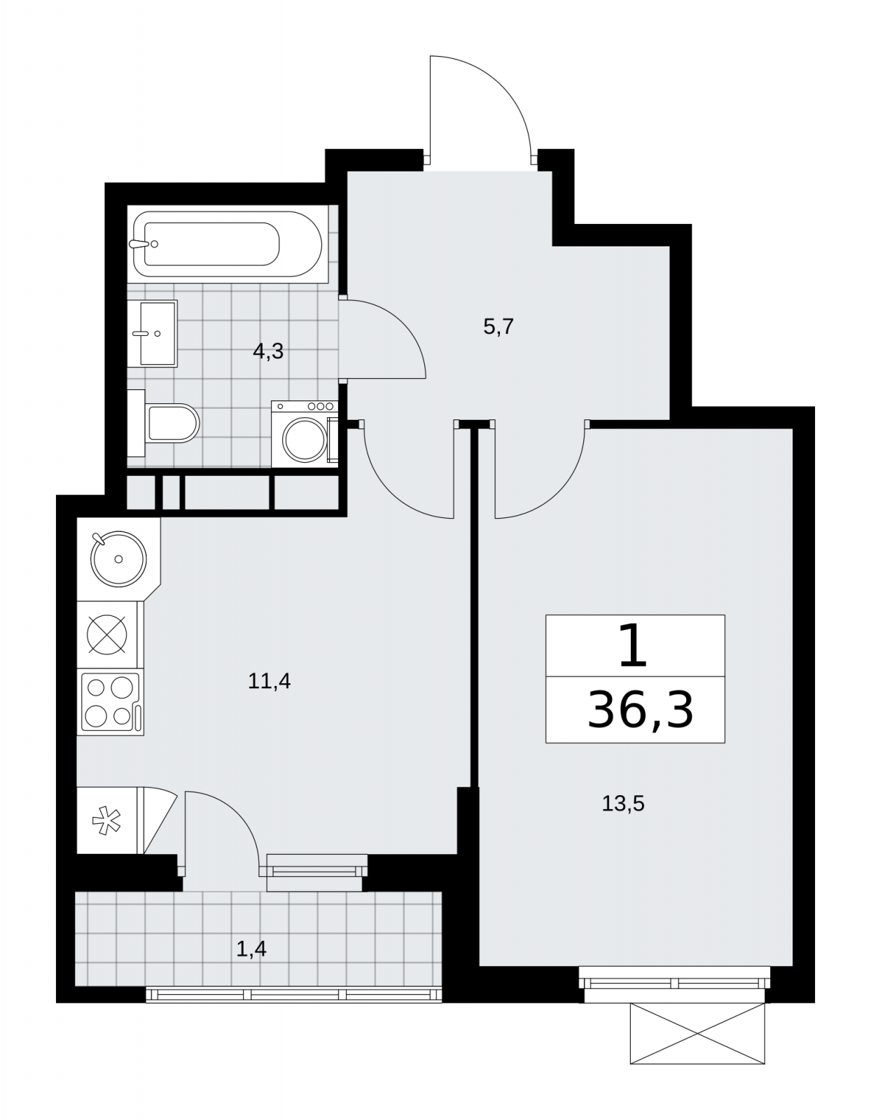 1-комнатная квартира с отделкой в ЖК Цветочные Поляны на 7 этаже в 6 секции. Сдача в 3 кв. 2024 г.