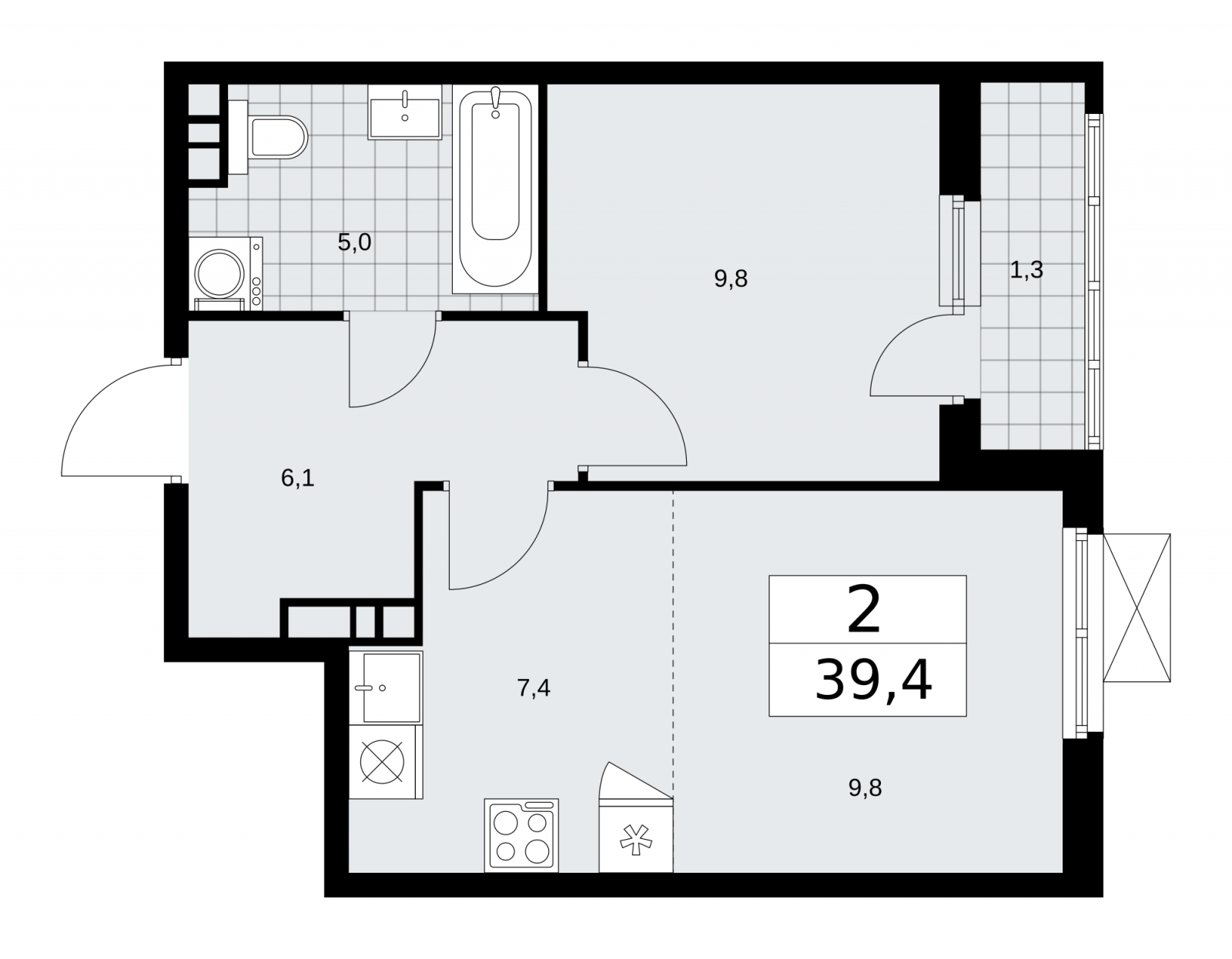 2-комнатная квартира с отделкой в ЖК Цветочные Поляны на 8 этаже в 6 секции. Сдача в 1 кв. 2025 г.