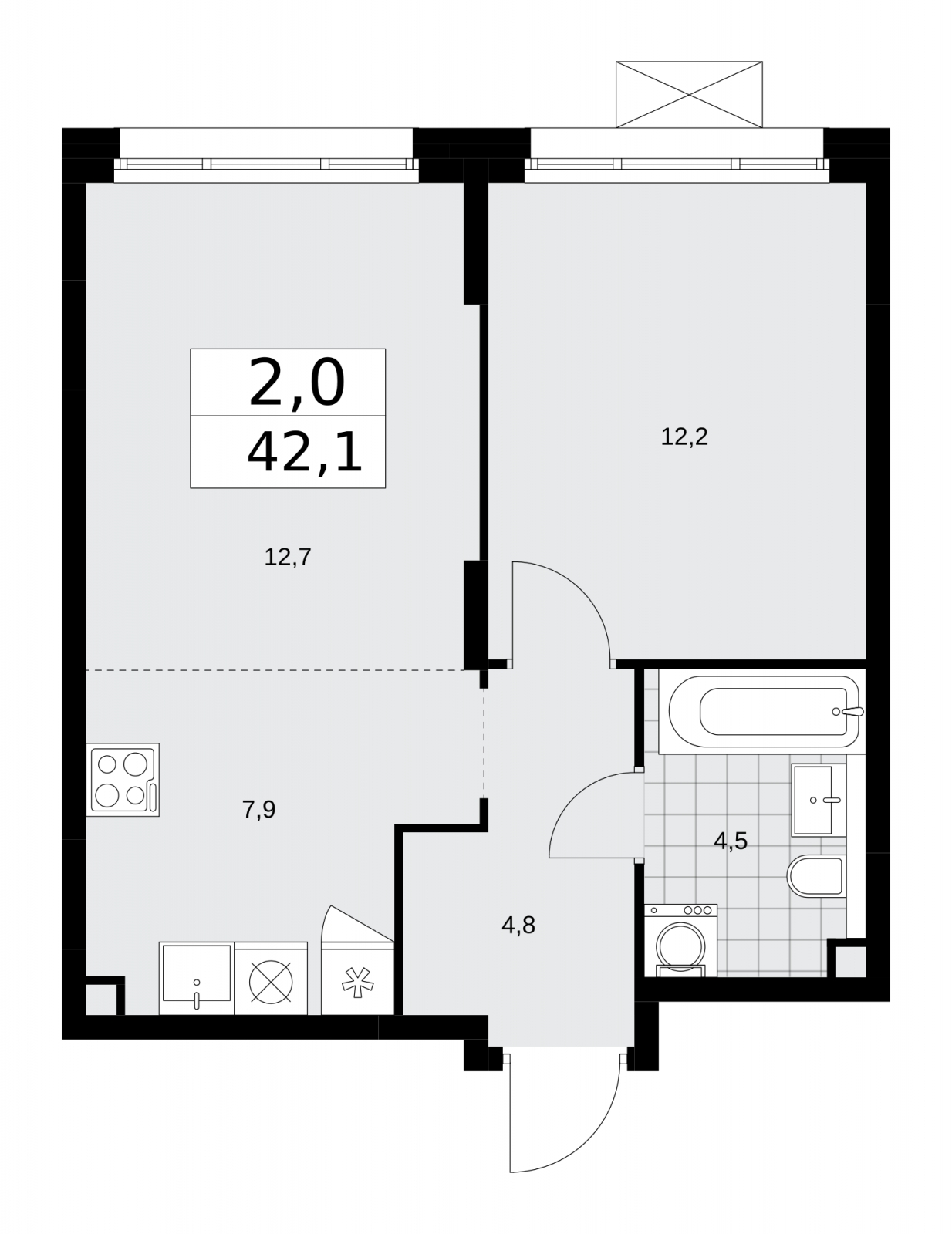 2-комнатная квартира с отделкой в ЖК Цветочные Поляны на 6 этаже в 4 секции. Сдача в 1 кв. 2025 г.