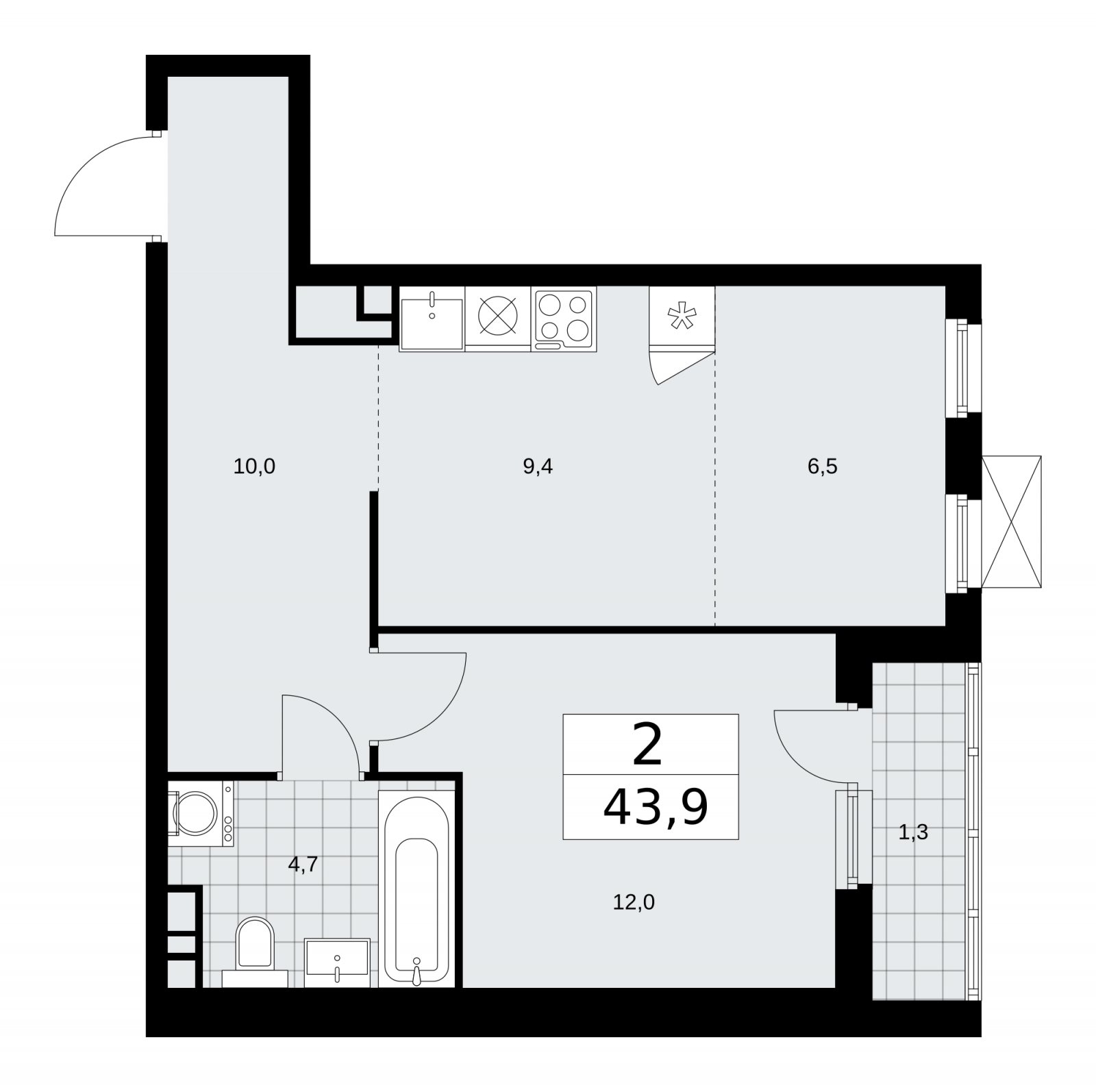 1-комнатная квартира с отделкой в ЖК Цветочные Поляны на 7 этаже в 4 секции. Сдача в 1 кв. 2025 г.