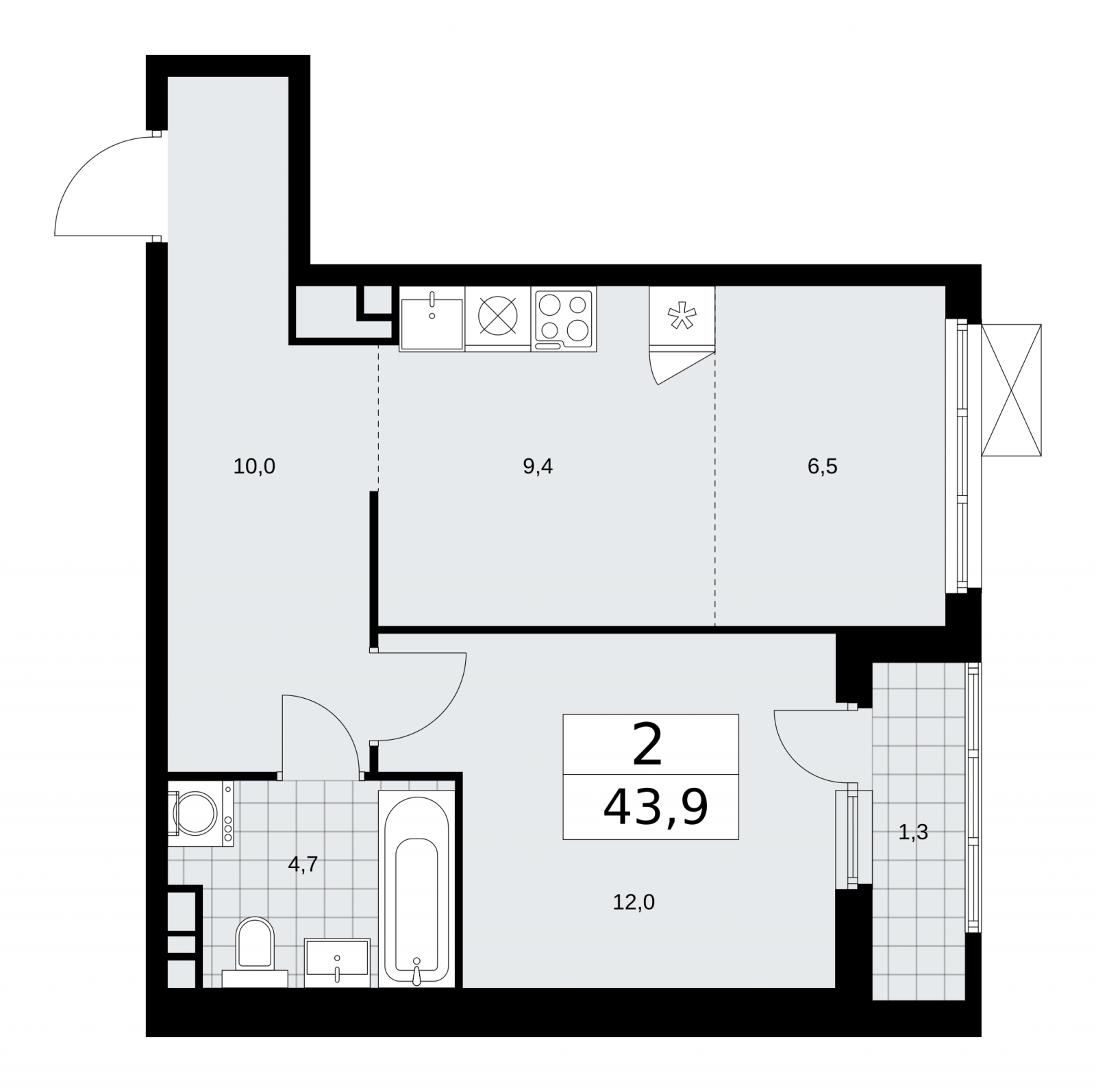 2-комнатная квартира с отделкой в ЖК Цветочные Поляны на 3 этаже в 5 секции. Сдача в 3 кв. 2024 г.