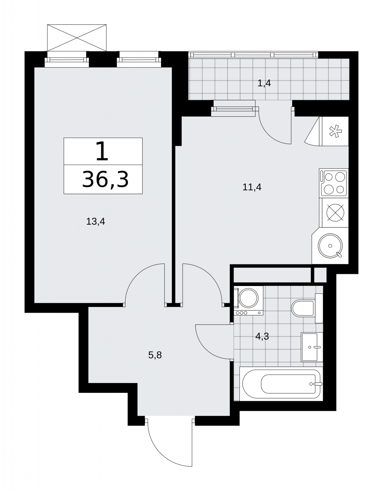 1-комнатная квартира с отделкой в ЖК Цветочные Поляны на 5 этаже в 13 секции. Сдача в 4 кв. 2025 г.