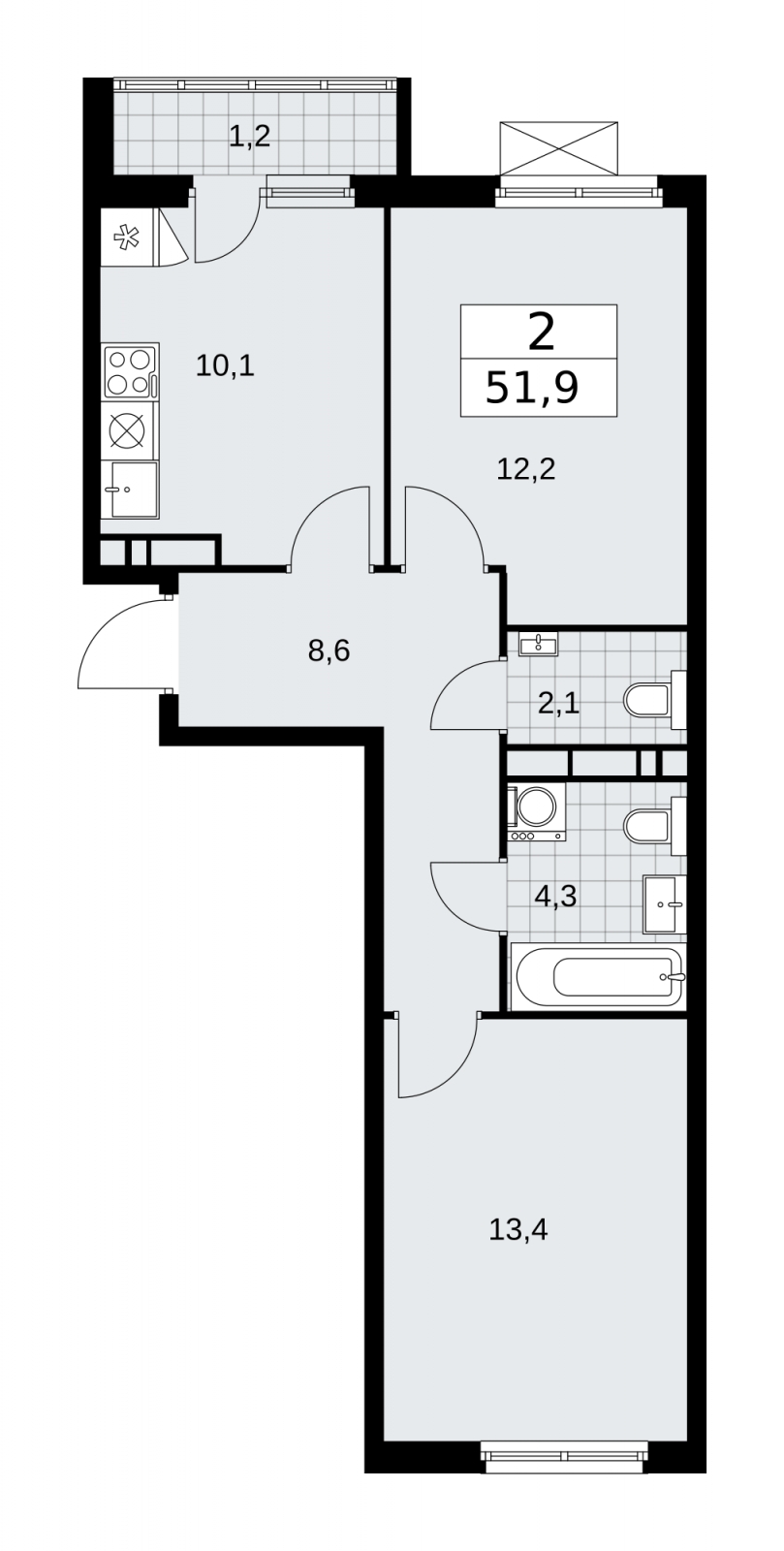 3-комнатная квартира с отделкой в ЖК Цветочные Поляны на 5 этаже в 2 секции. Сдача в 1 кв. 2025 г.