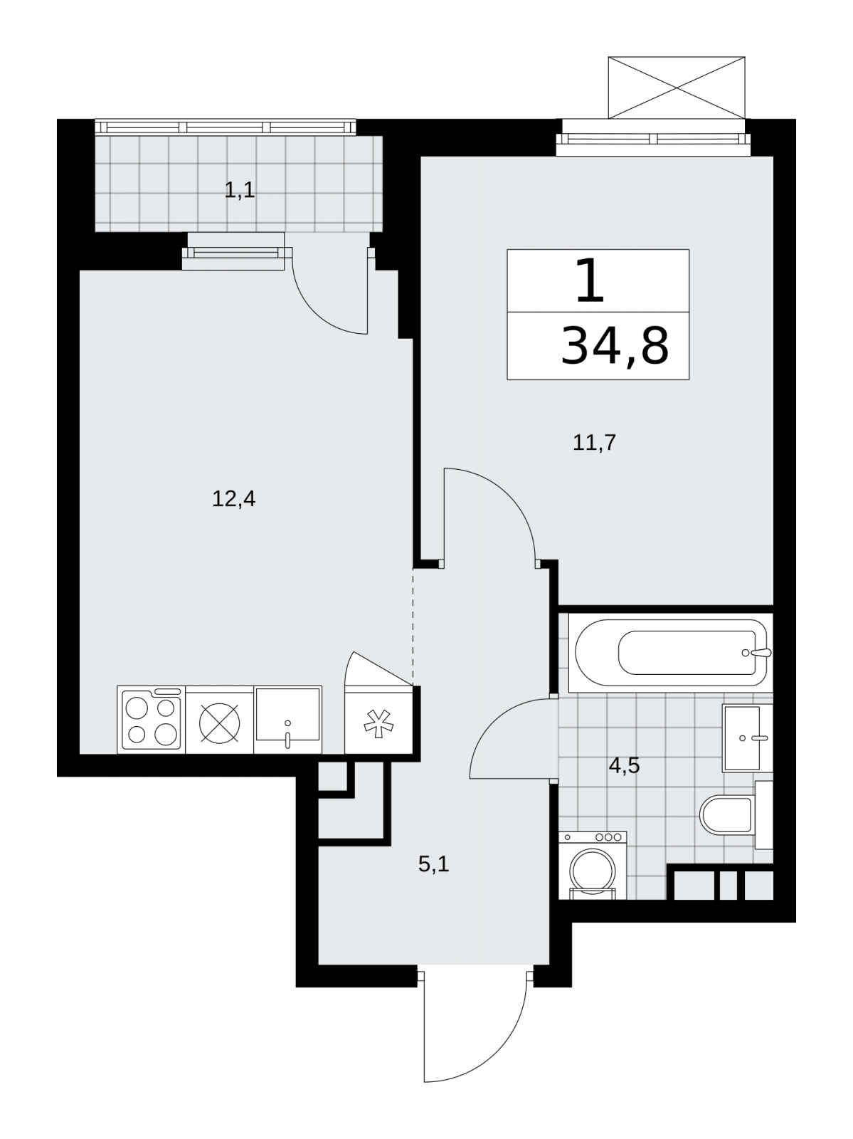 2-комнатная квартира в ЖК Новая Щербинка на 2 этаже в 1 секции. Сдача в 1 кв. 2022 г.