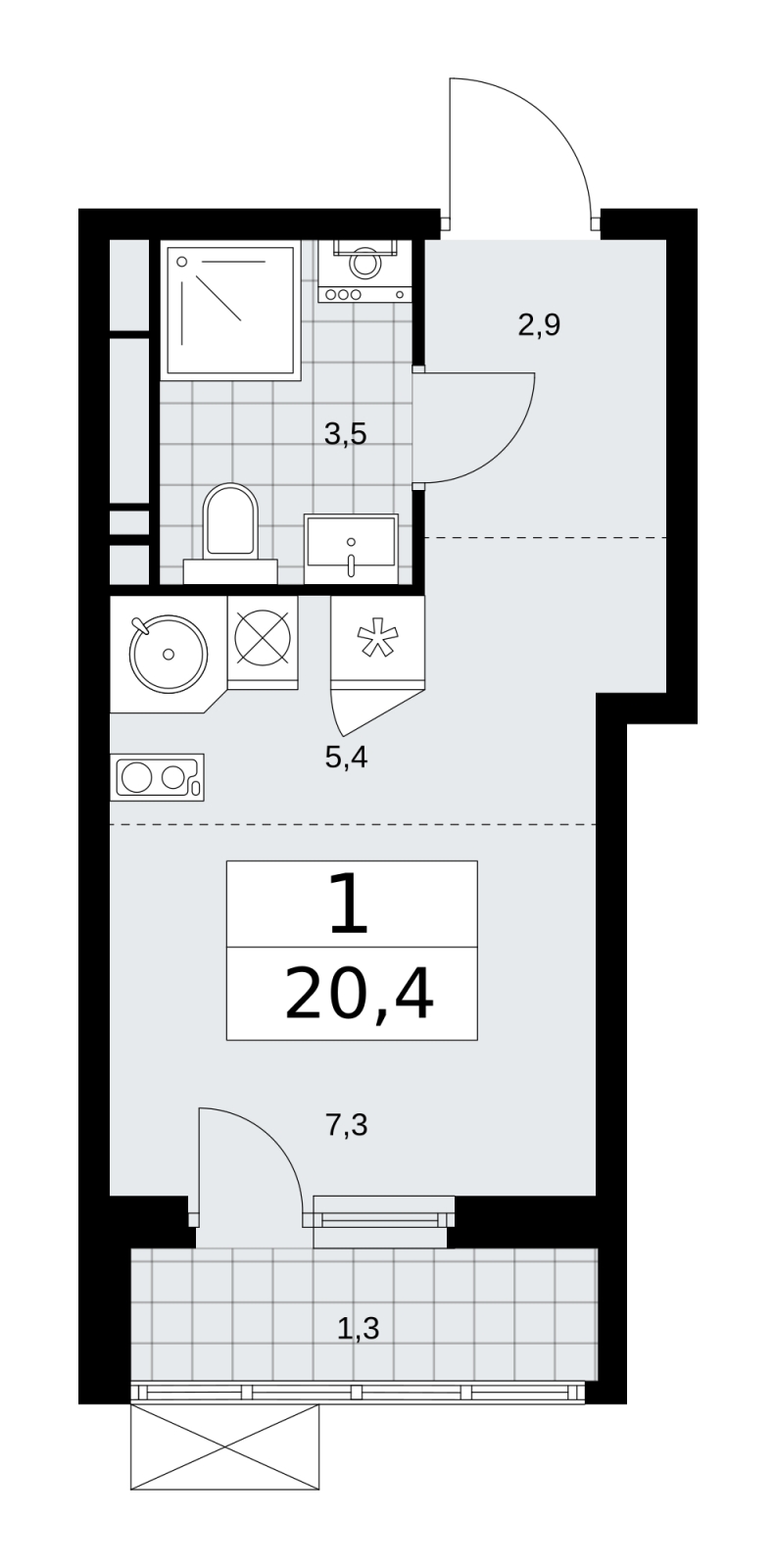 1-комнатная квартира с отделкой в ЖК Новая Щербинка на 2 этаже в 3 секции. Сдача в 1 кв. 2022 г.