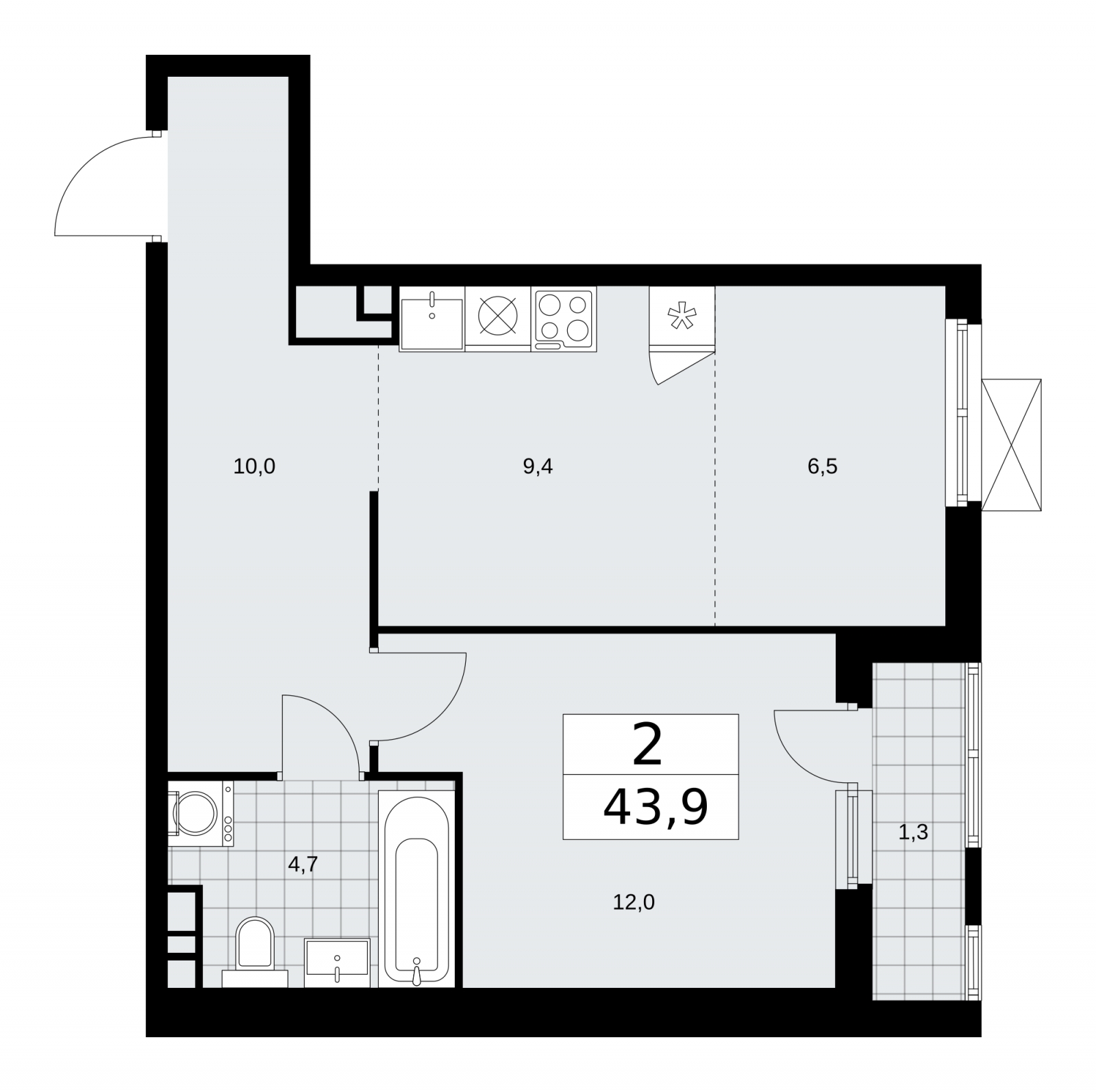 2-комнатная квартира с отделкой в ЖК Цветочные Поляны на 5 этаже в 6 секции. Сдача в 3 кв. 2024 г.