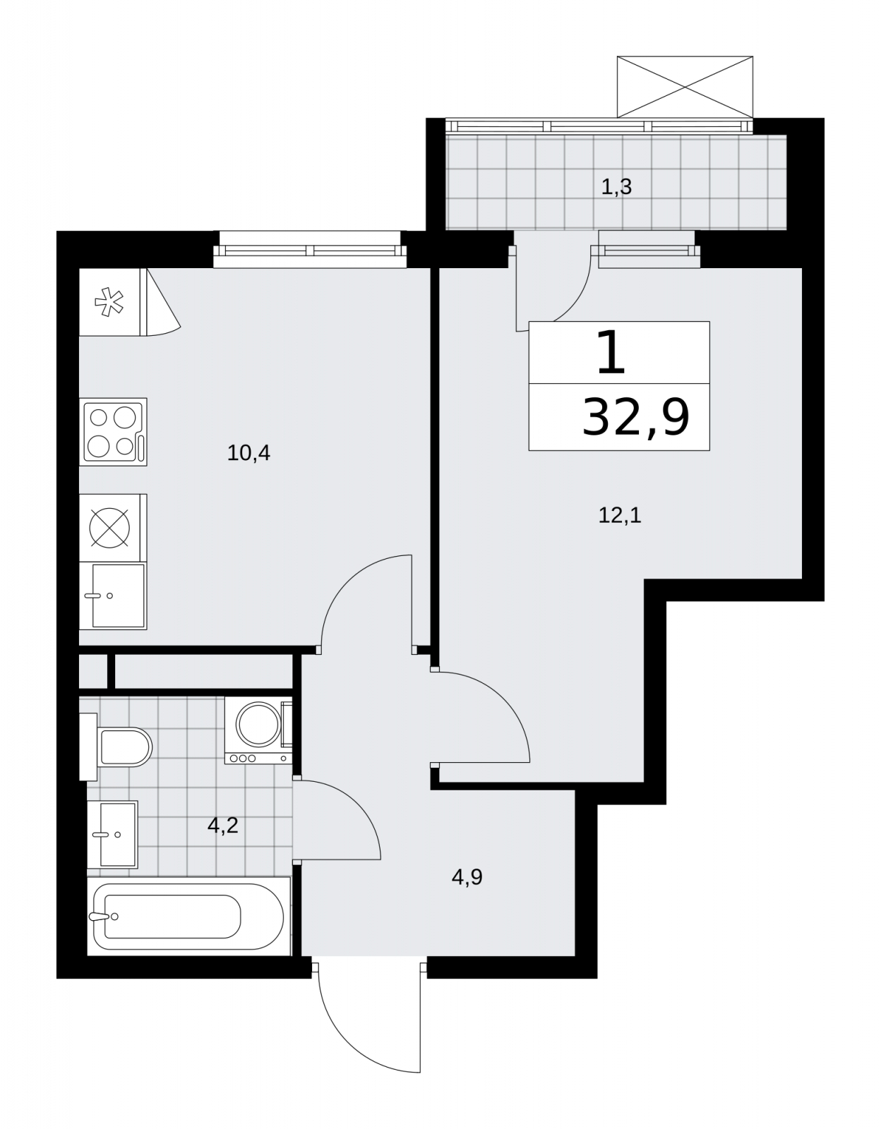 2-комнатная квартира в ЖК Новая Щербинка на 2 этаже в 2 секции. Сдача в 1 кв. 2022 г.