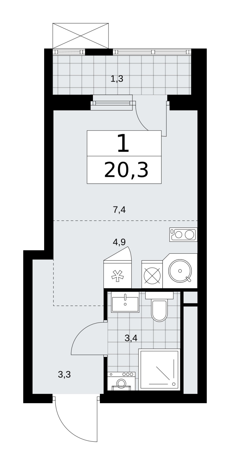 1-комнатная квартира с отделкой в ЖК Цветочные Поляны на 9 этаже в 2 секции. Сдача в 1 кв. 2025 г.