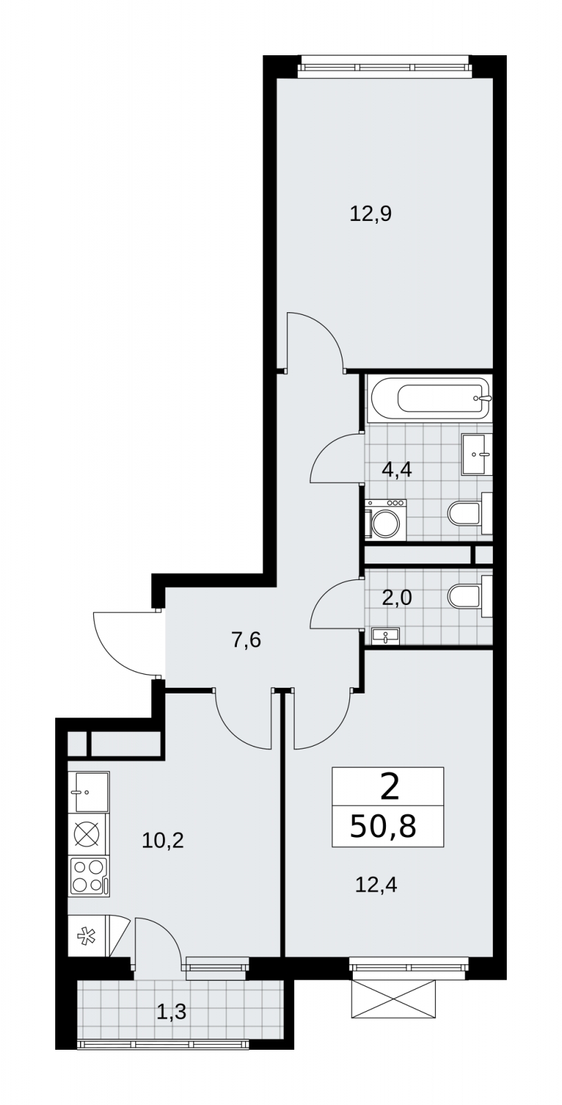 4-комнатная квартира в ЖК Вишневый сад на 1 этаже в 1 секции. Сдача в 3 кв. 2021 г.