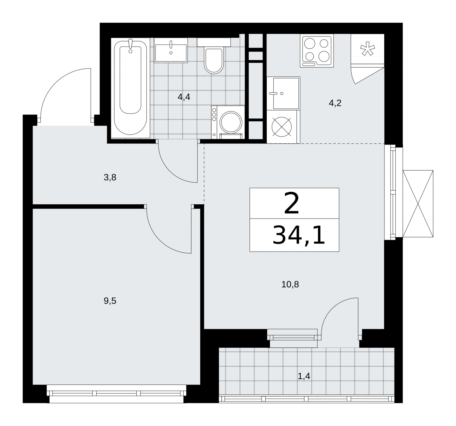 2-комнатная квартира с отделкой в ЖК Цветочные Поляны на 8 этаже в 8 секции. Сдача в 3 кв. 2024 г.