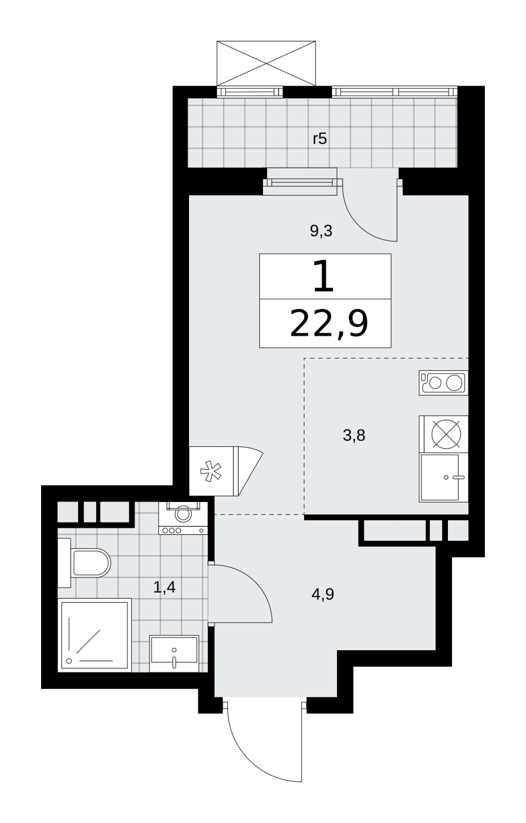 2-комнатная квартира с отделкой в ЖК Вишневый сад на 5 этаже в 1 секции. Дом сдан.