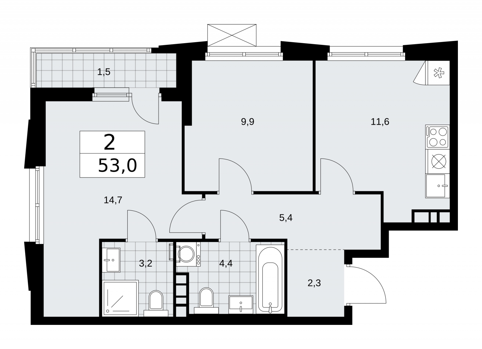 1-комнатная квартира (Студия) с отделкой в ЖК Цветочные Поляны на 5 этаже в 3 секции. Сдача в 1 кв. 2025 г.