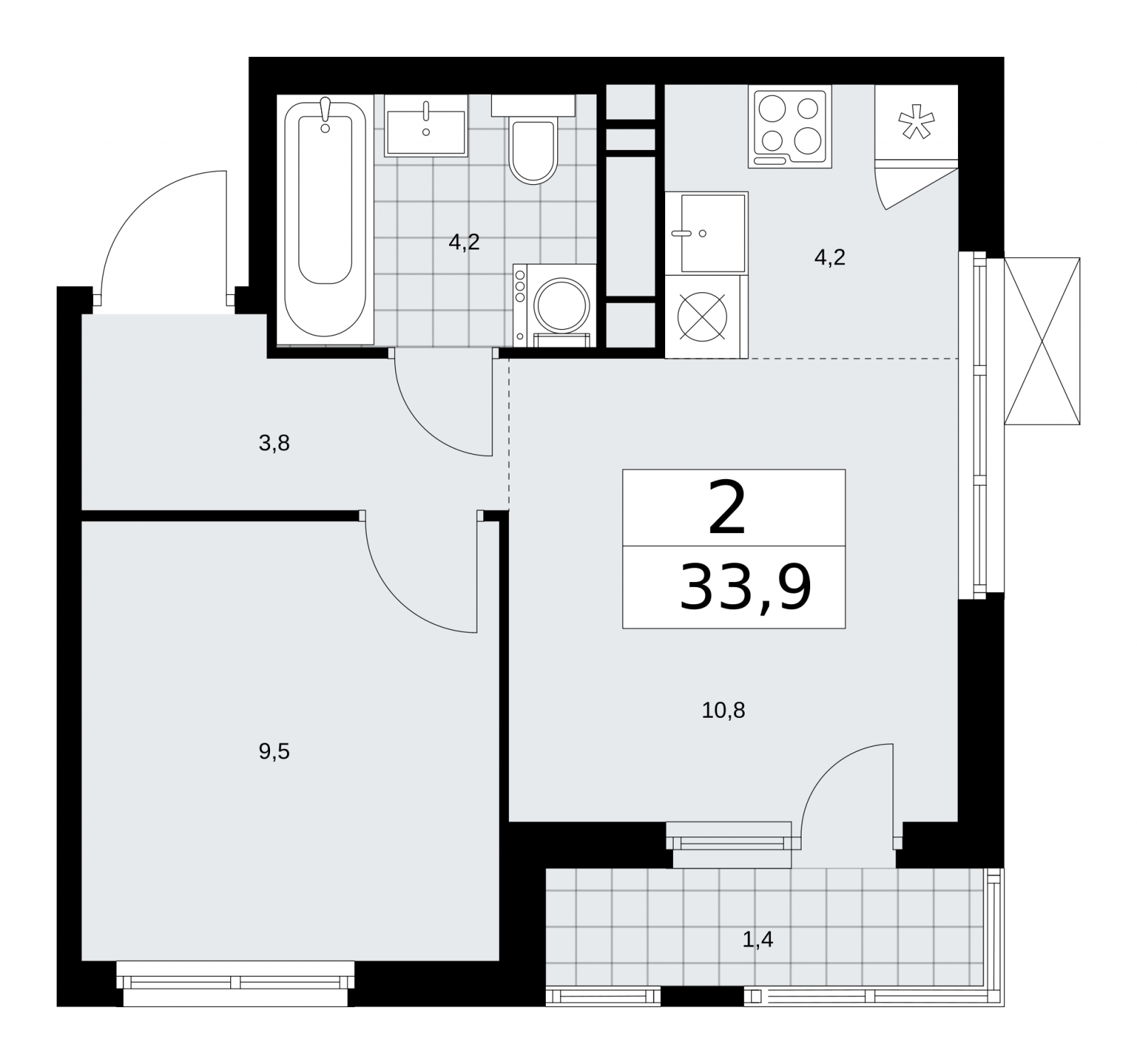 1-комнатная квартира в ЖК Новая Щербинка на 5 этаже в 3 секции. Сдача в 4 кв. 2021 г.