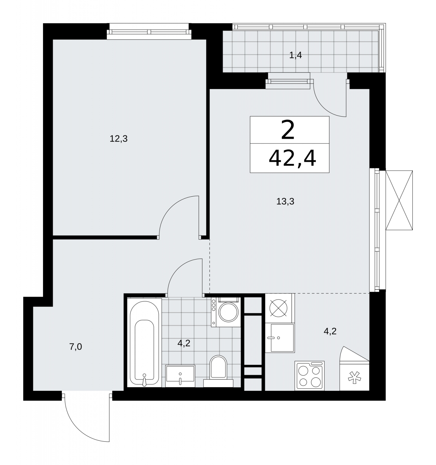 1-комнатная квартира с отделкой в ЖК Цветочные Поляны на 6 этаже в 6 секции. Сдача в 4 кв. 2025 г.