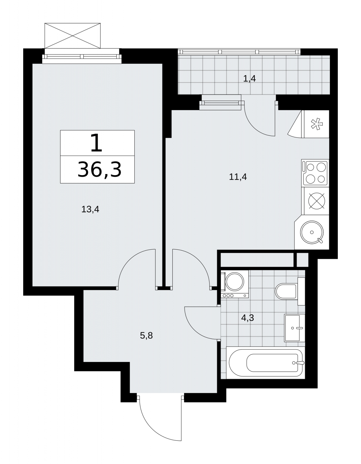 1-комнатная квартира в ЖК Turandot Residences на 4 этаже в 1 секции. Дом сдан.