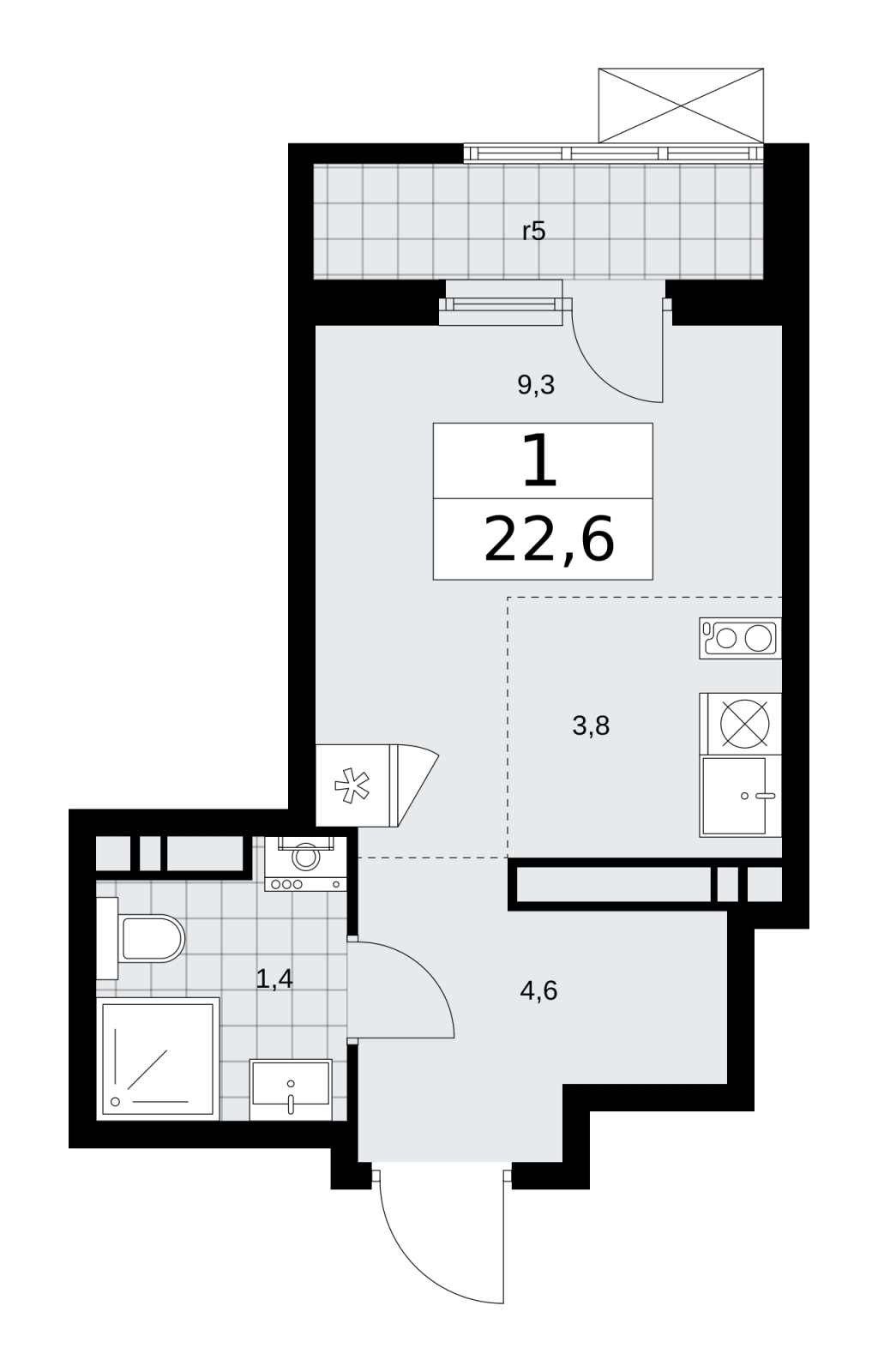 2-комнатная квартира в ЖК Румянцево-Парк на 7 этаже в 1 секции. Сдача в 4 кв. 2022 г.