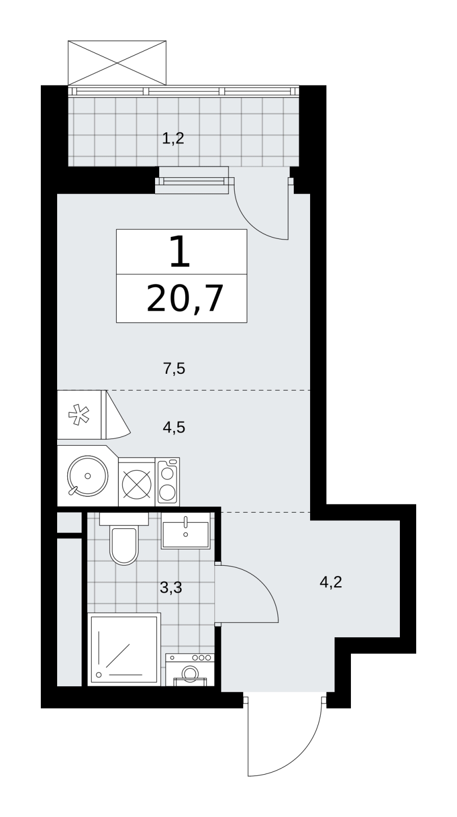 2-комнатная квартира в ЖК Румянцево-Парк на 4 этаже в 17 секции. Сдача в 4 кв. 2022 г.