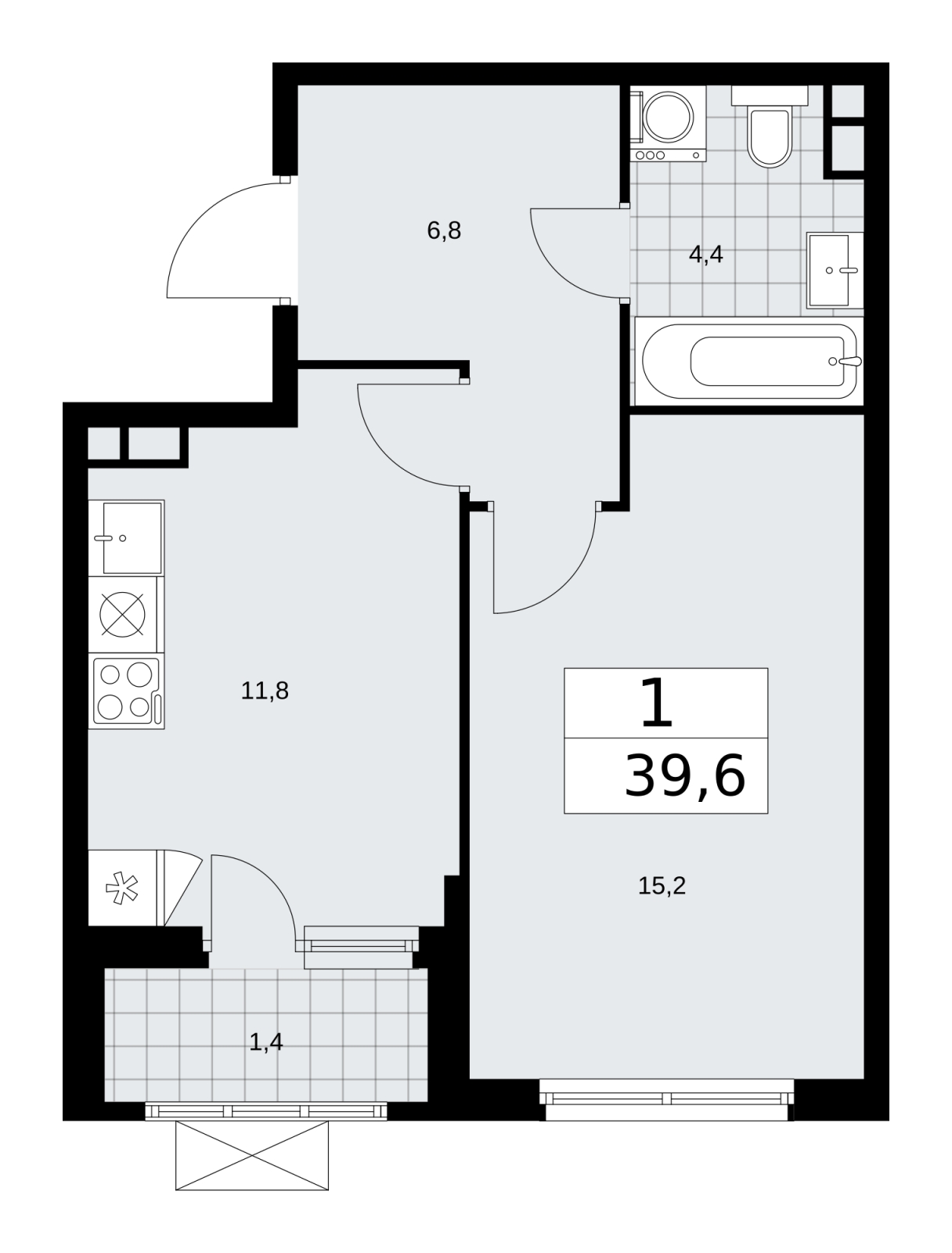 3-комнатная квартира в ЖК Прокшино на 3 этаже в 1 секции. Сдача в 1 кв. 2026 г.