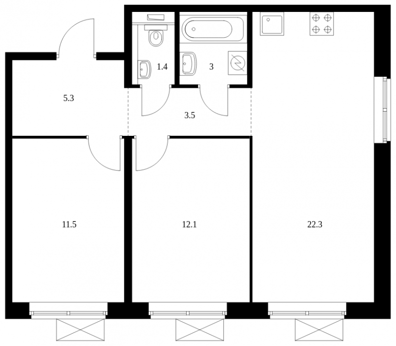2-комнатная квартира с отделкой в ЖК Восточное Бутово на 20 этаже в 1 секции. Сдача в 2 кв. 2019 г.