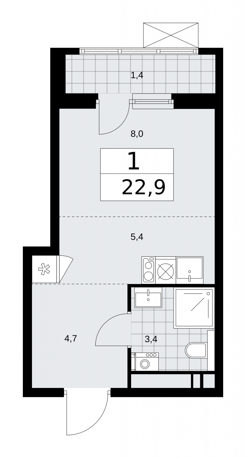 2-комнатная квартира в ЖК Новая Щербинка на 3 этаже в 7 секции. Сдача в 4 кв. 2021 г.