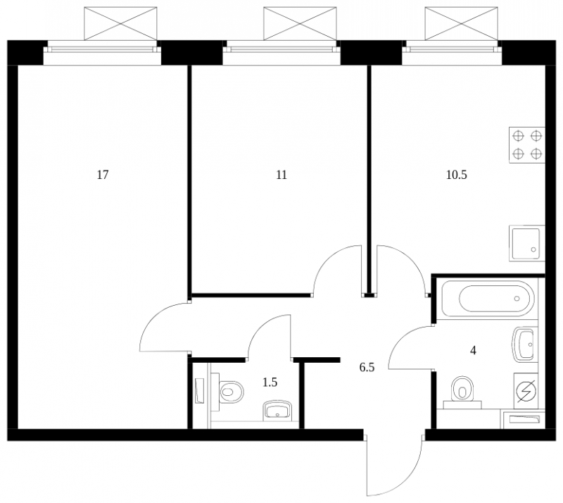 1-комнатная квартира (Студия) с отделкой в ЖК Новые Ватутинки. Центральный на 5 этаже в 1 секции. Сдача в 1 кв. 2024 г.