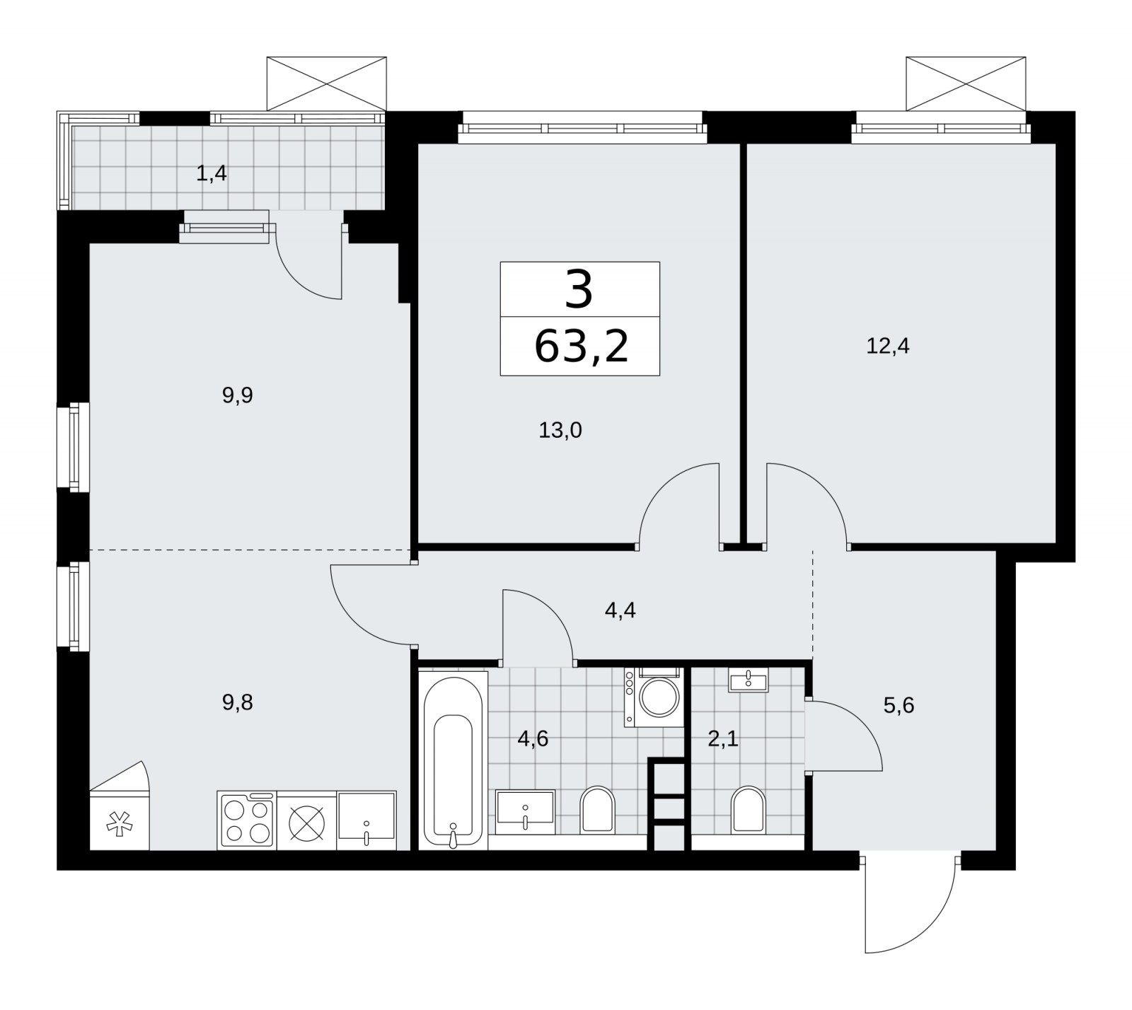 2-комнатная квартира с отделкой в ЖК Звезды Арбата на 11 этаже в 3 секции. Дом сдан.