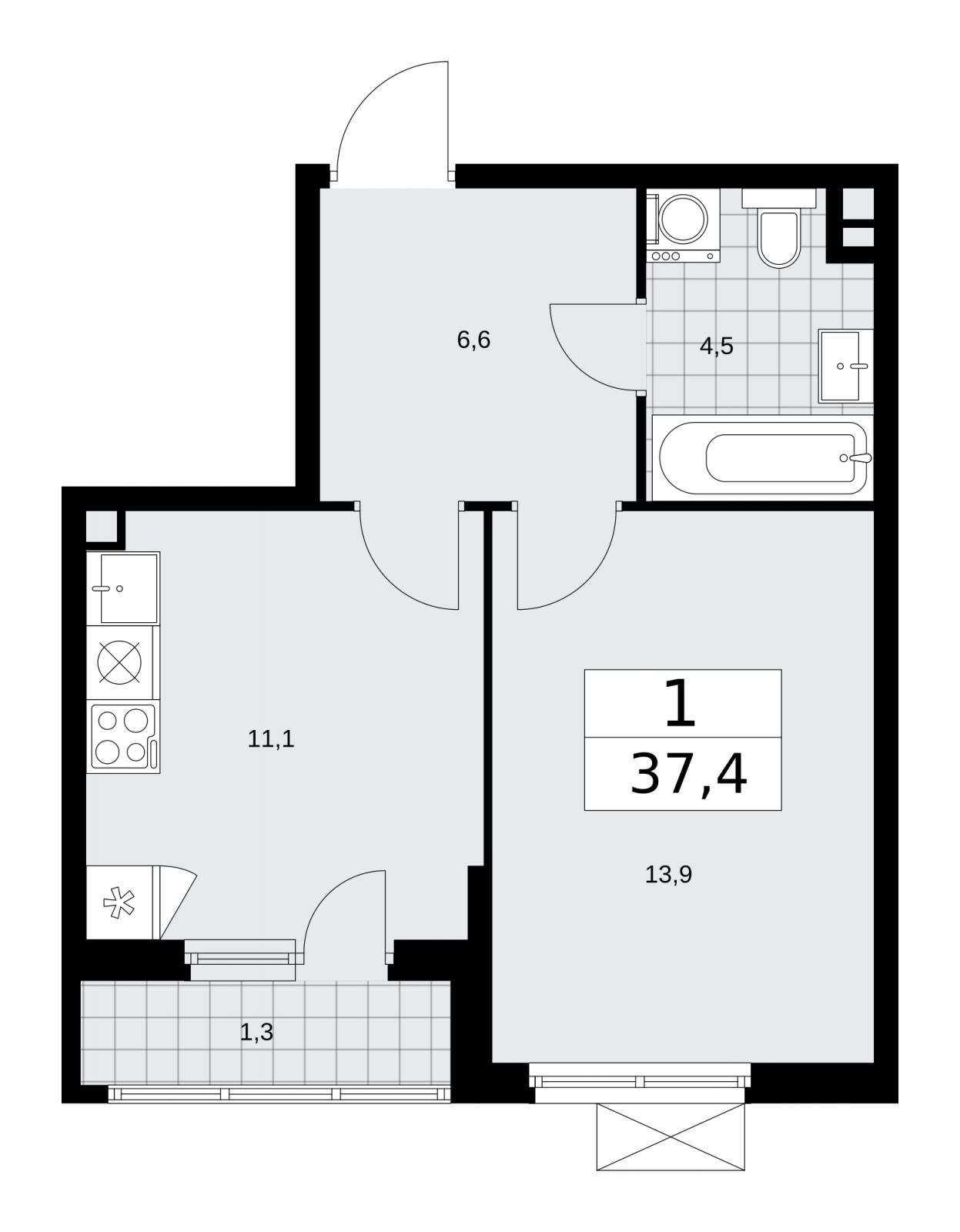 2-комнатная квартира с отделкой в ЖК Прокшино на 7 этаже в 3 секции. Сдача в 1 кв. 2026 г.