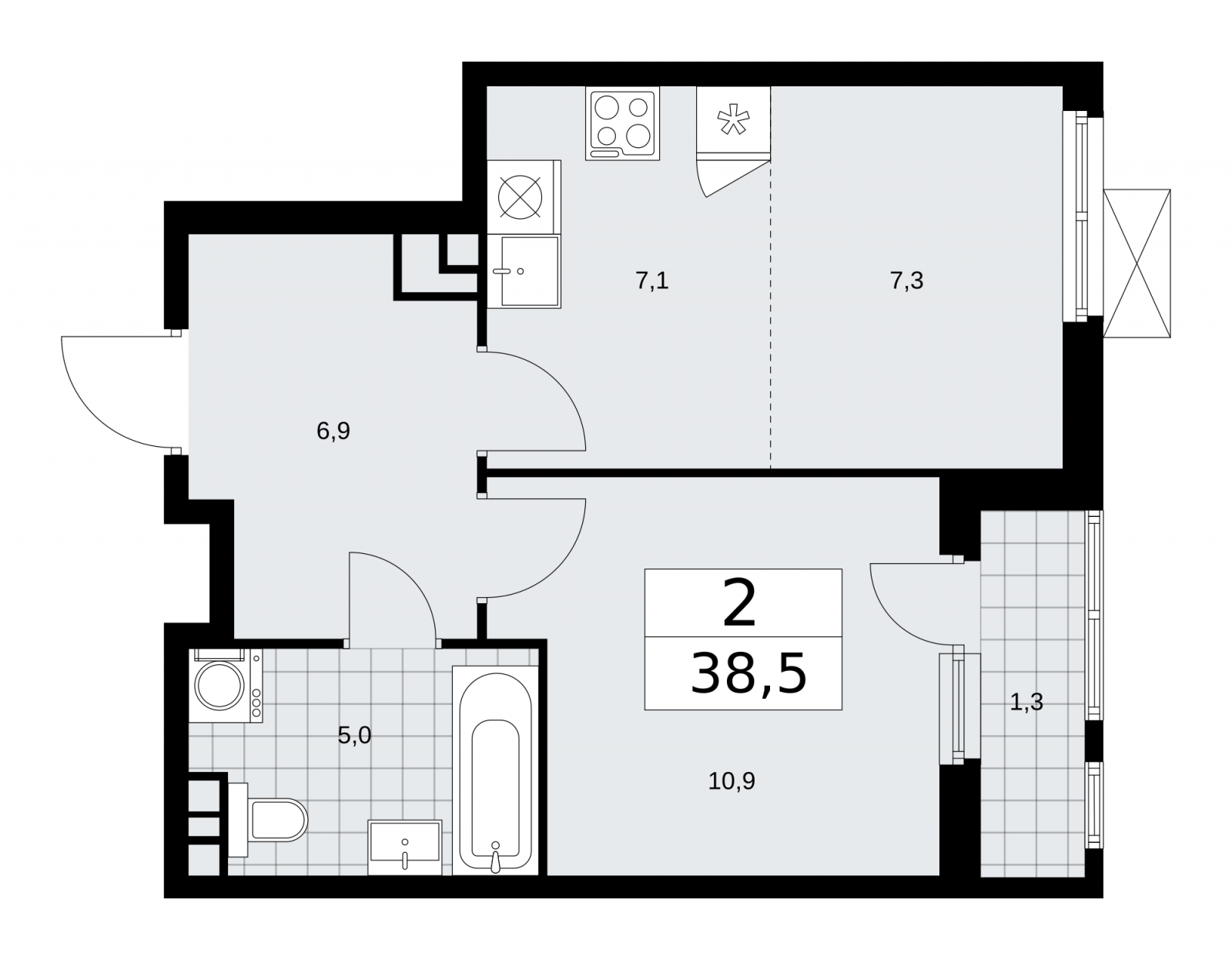 4-комнатная квартира в ЖК Wellton Towers на 5 этаже в 1 секции. Сдача в 3 кв. 2021 г.