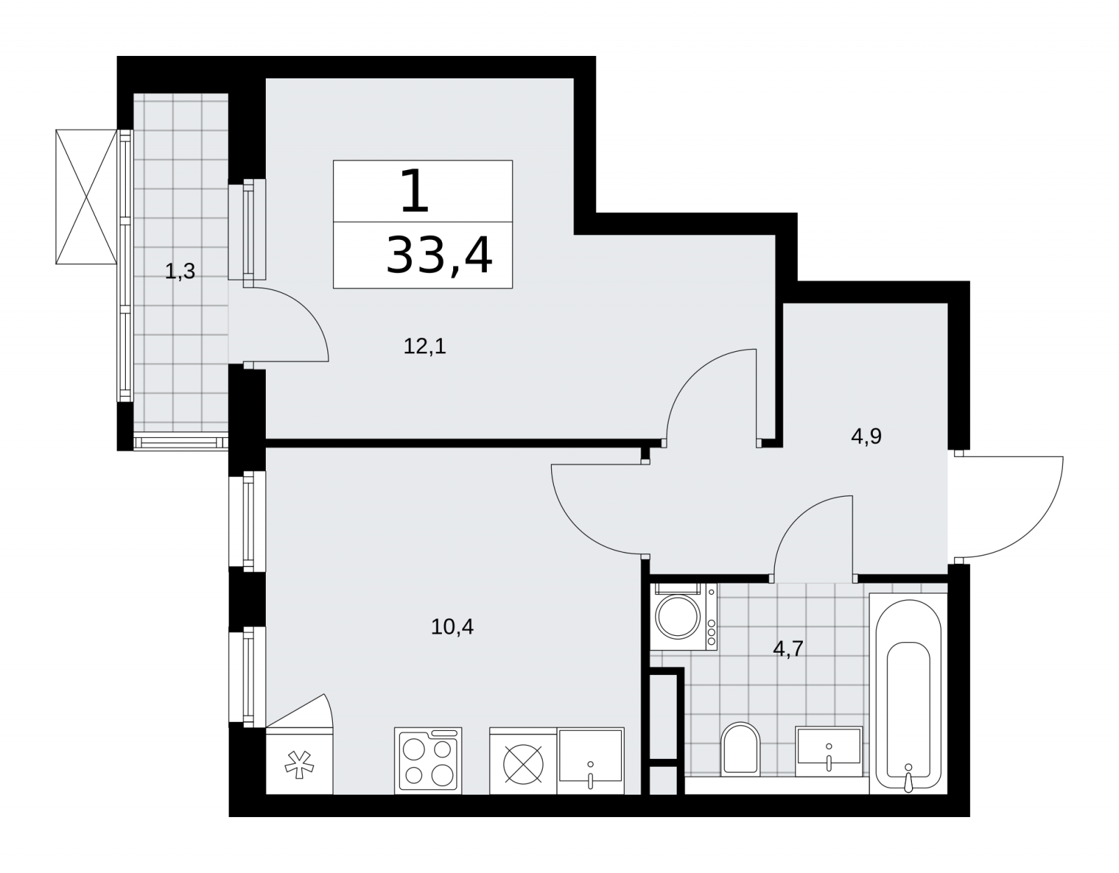 4-комнатная квартира в ЖК Wellton Towers на 46 этаже в 1 секции. Сдача в 3 кв. 2021 г.