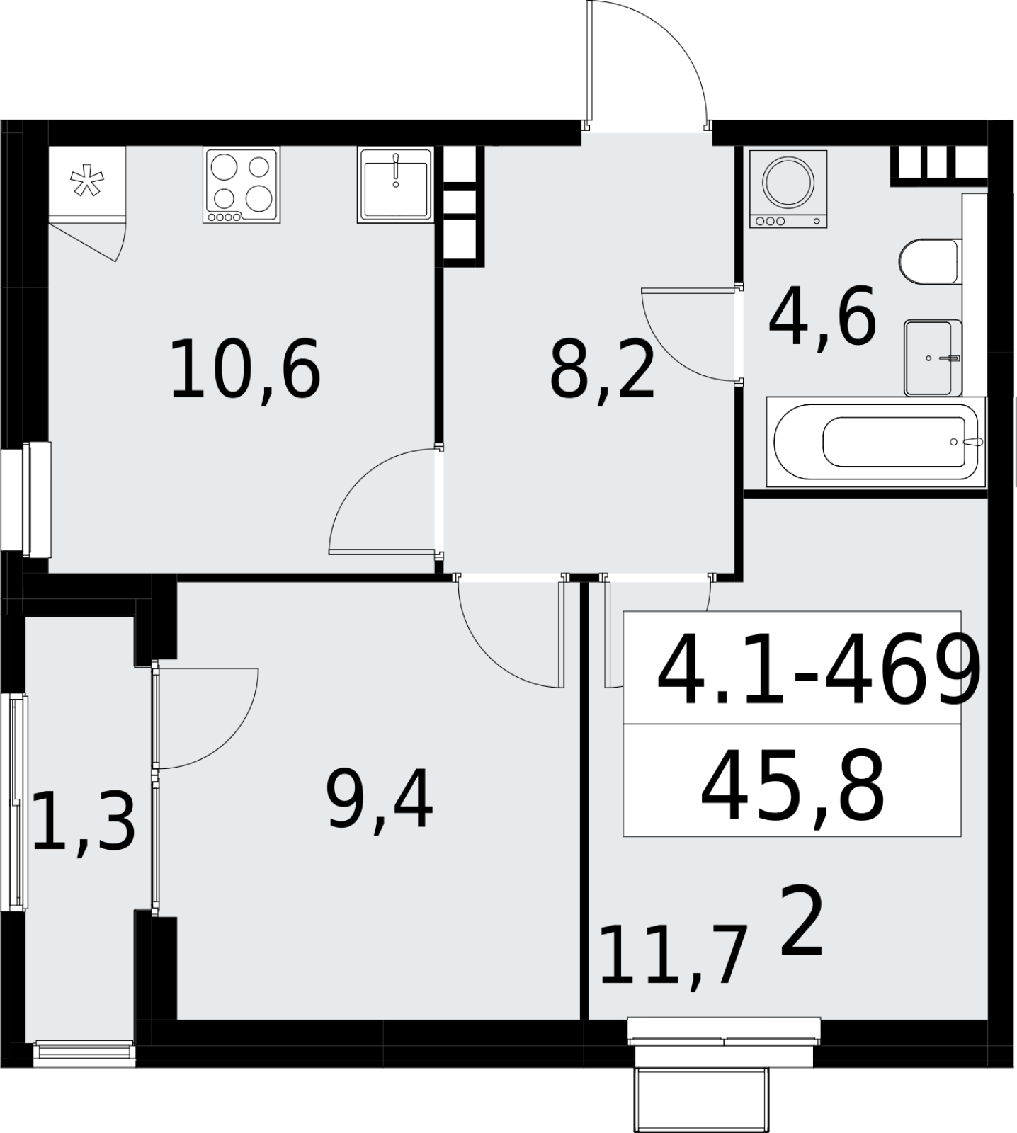 2-комнатная квартира в ЖК iLove на 5 этаже в 6 секции. Сдача в 4 кв. 2023 г.