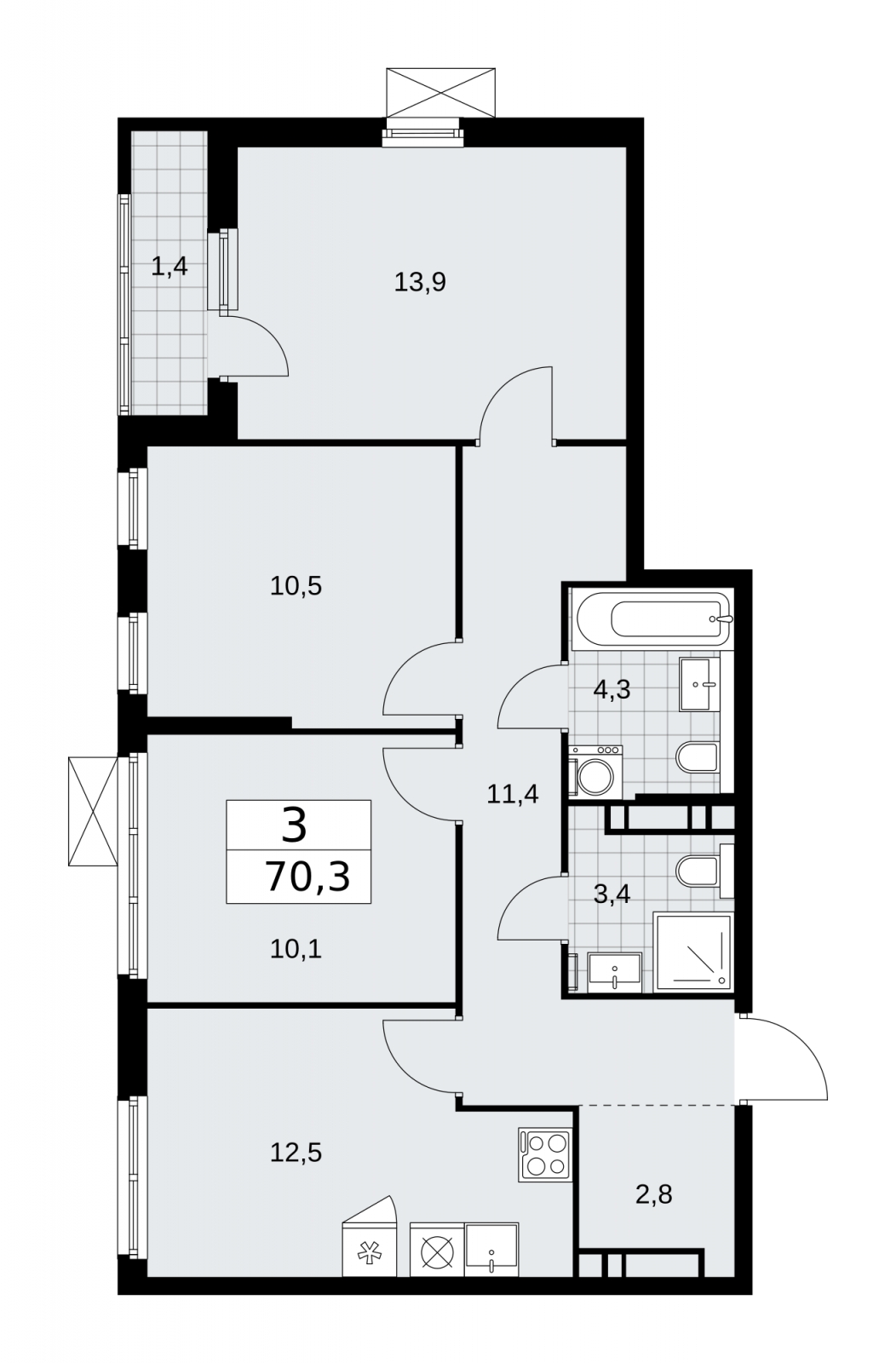 1-комнатная квартира (Студия) с отделкой в ЖК Прокшино на 18 этаже в 1 секции. Сдача в 1 кв. 2026 г.