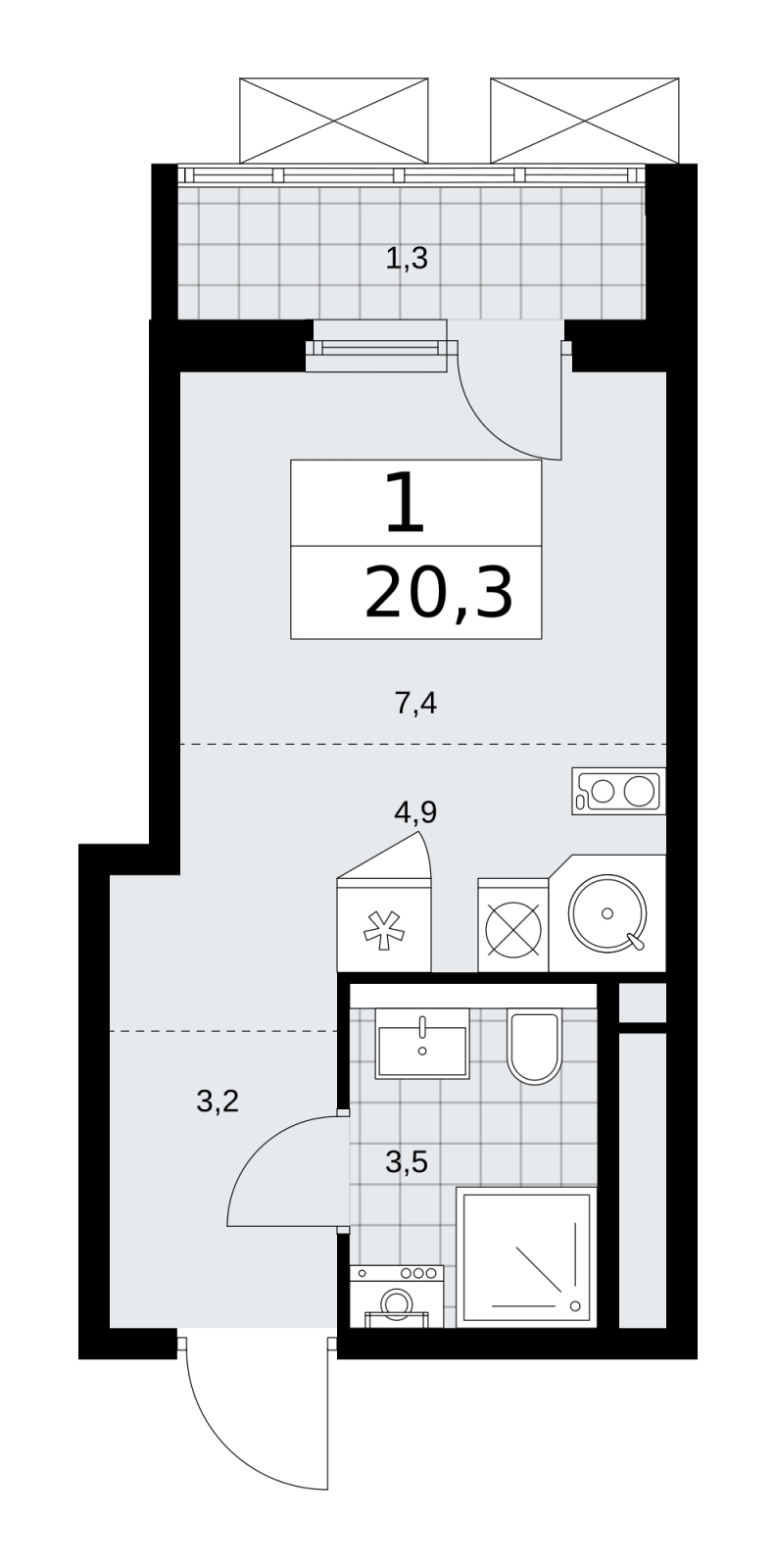 3-комнатная квартира в ЖК Прокшино на 4 этаже в 3 секции. Дом сдан.