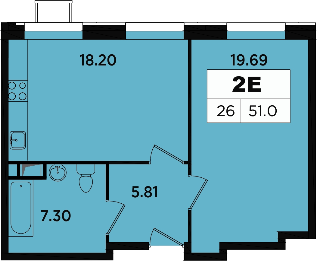 1-комнатная квартира (Студия) в ЖК Легендарный Квартал на Березовой  аллее на 11 этаже в 1 секции. Сдача в 3 кв. 2019 г.