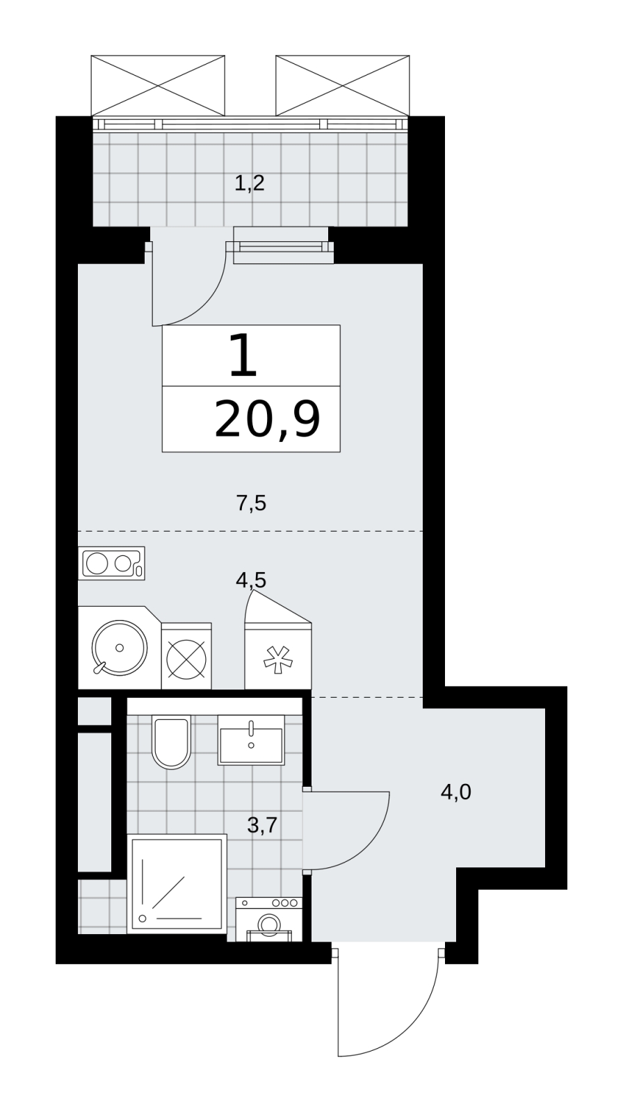 3-комнатная квартира в ЖК Прокшино на 13 этаже в 4 секции. Сдача в 1 кв. 2026 г.