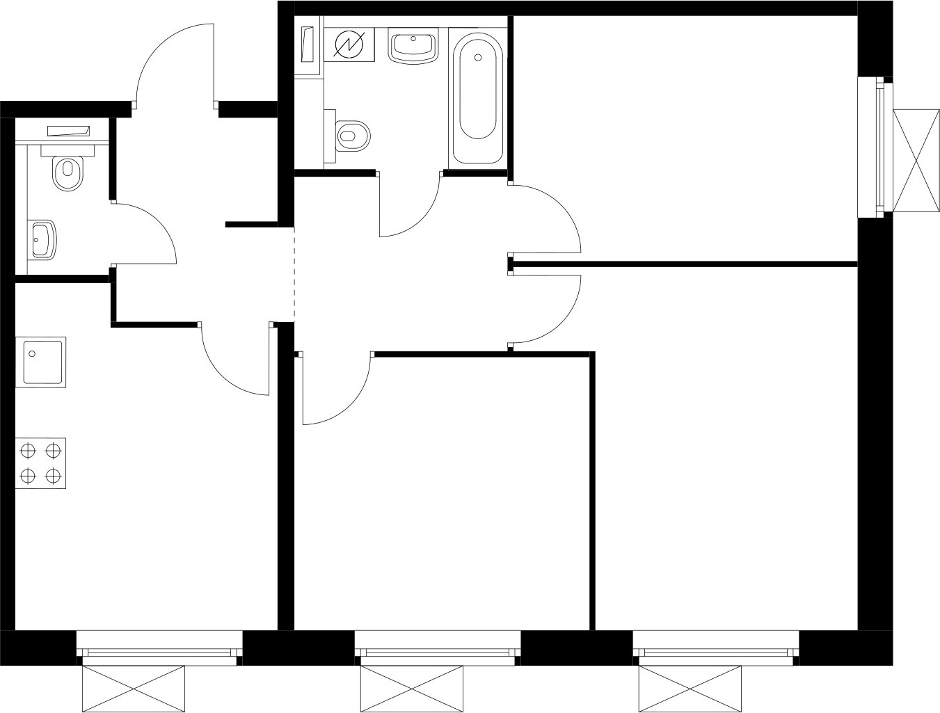 1-комнатная квартира (Студия) с отделкой в ЖК Новые Ватутинки. Центральный на 3 этаже в 1 секции. Сдача в 1 кв. 2024 г.