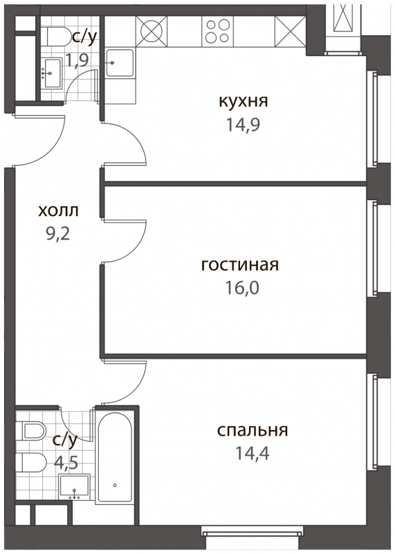 1-комнатная квартира в ЖК Прокшино на 13 этаже в 1 секции. Сдача в 1 кв. 2026 г.