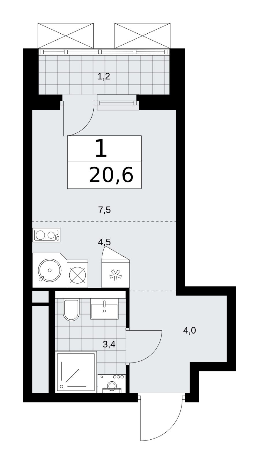 2-комнатная квартира в ЖК Прокшино на 10 этаже в 3 секции. Сдача в 4 кв. 2025 г.
