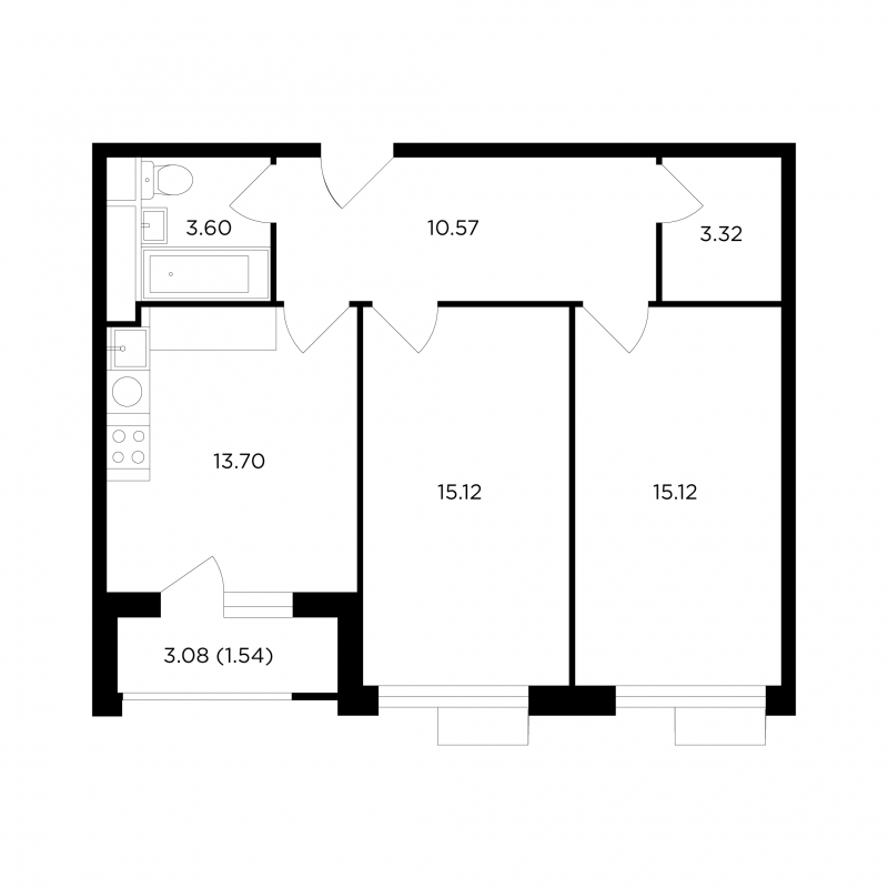 2-комнатная квартира в ЖК Прокшино на 14 этаже в 1 секции. Сдача в 1 кв. 2026 г.