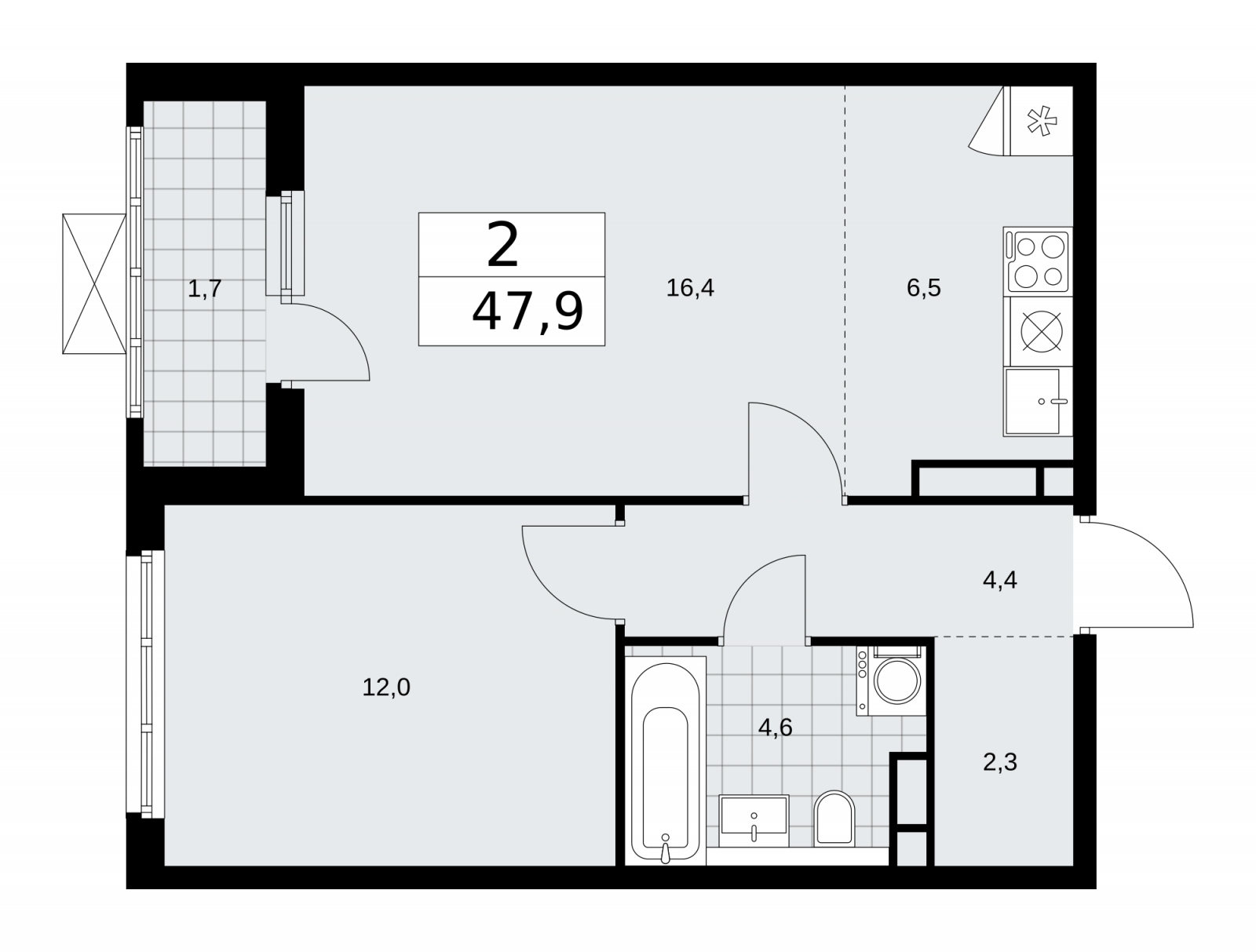 3-комнатная квартира в ЖК Звезды Арбата на 13 этаже в 3 секции. Дом сдан.