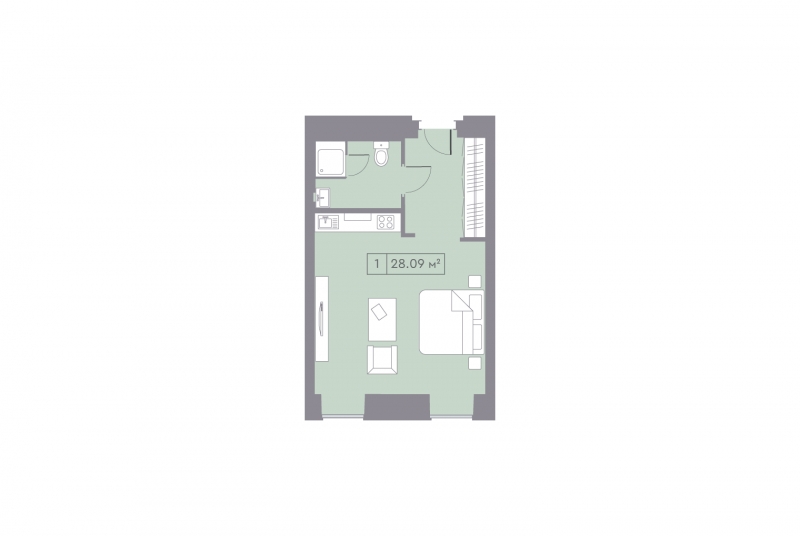 1-комнатная квартира с отделкой в ЖК Прокшино на 3 этаже в 1 секции. Сдача в 2 кв. 2026 г.