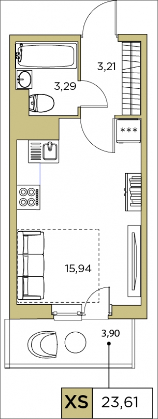 1-комнатная квартира с отделкой в ЖК Прокшино на 5 этаже в 1 секции. Сдача в 2 кв. 2026 г.