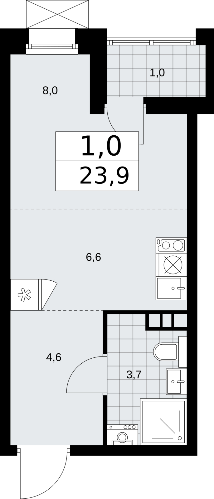 1-комнатная квартира в ЖК Прокшино на 15 этаже в 5 секции. Сдача в 4 кв. 2025 г.