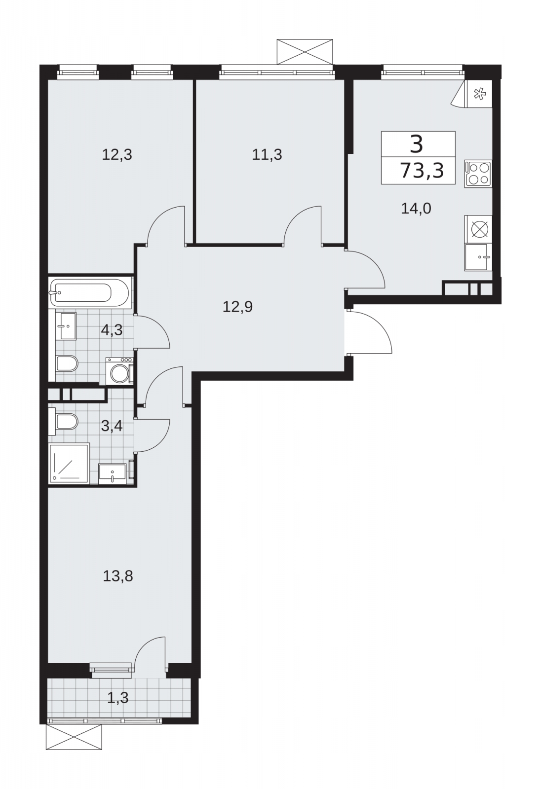 1-комнатная квартира (Студия) с отделкой в ЖК Волга Парк на 13 этаже в 3 секции. Сдача в 2 кв. 2023 г.