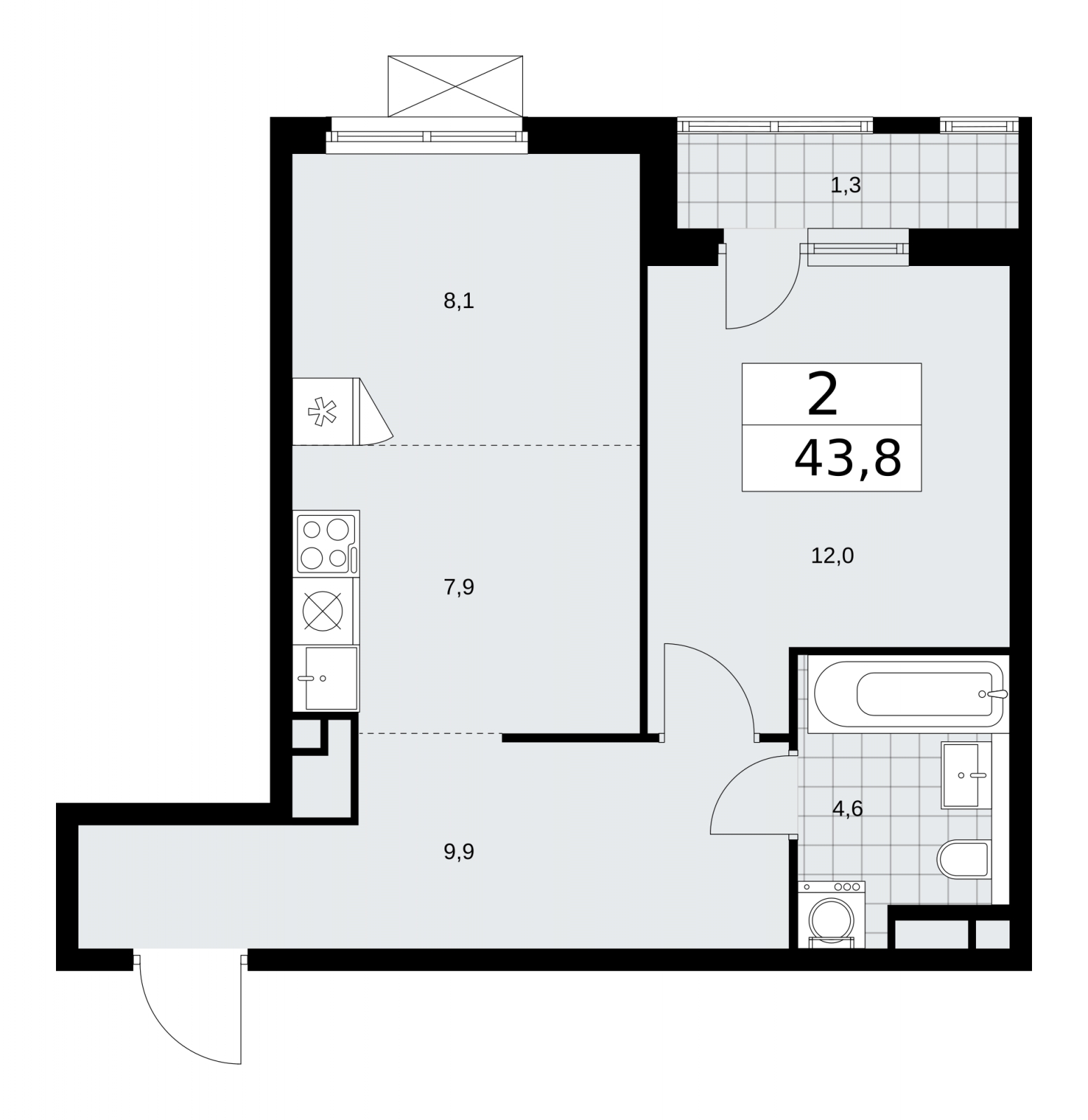 1-комнатная квартира (Студия) с отделкой в ЖК Волга Парк на 12 этаже в 2 секции. Сдача в 2 кв. 2023 г.