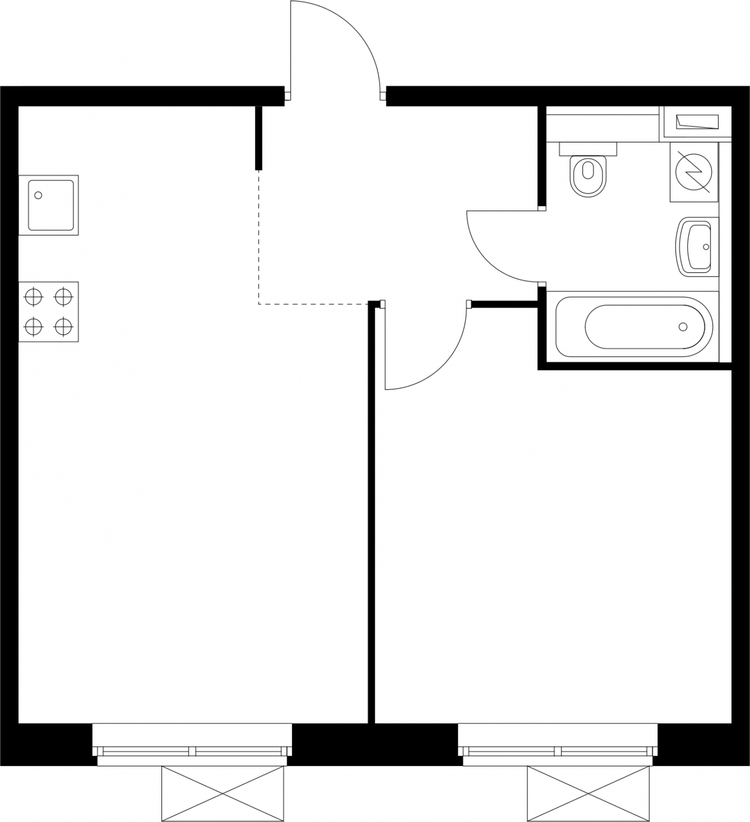 1-комнатная квартира (Студия) с отделкой в ЖК Новые Ватутинки. Центральный на 1 этаже в 4 секции. Сдача в 1 кв. 2024 г.