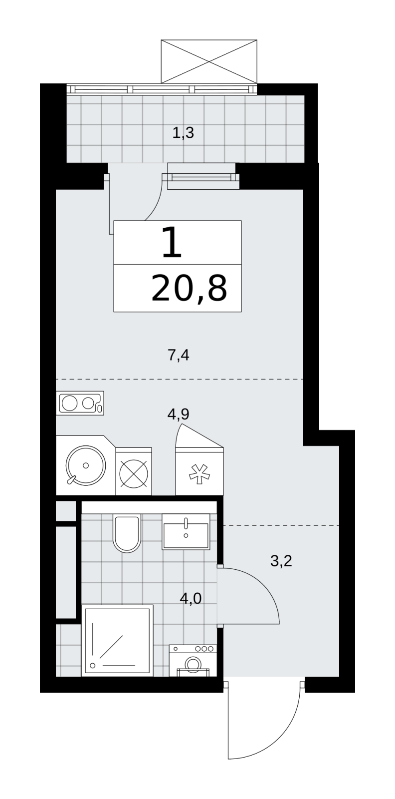 1-комнатная квартира (Студия) с отделкой в ЖК Волга Парк на 8 этаже в 3 секции. Сдача в 2 кв. 2023 г.