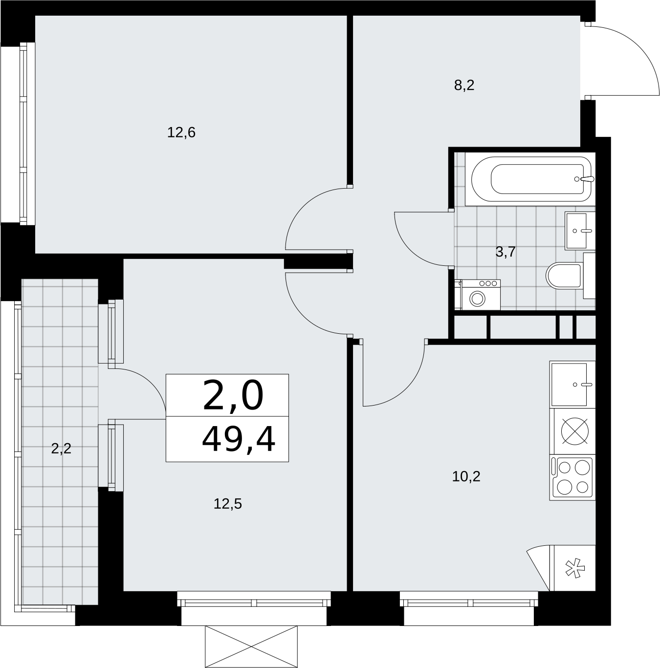 1-комнатная квартира с отделкой в ЖК Прокшино на 7 этаже в 4 секции. Сдача в 2 кв. 2026 г.