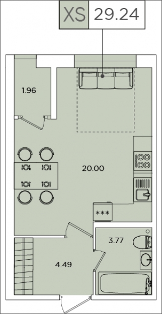 2-комнатная квартира в ЖК iLove на 22 этаже в 3 секции. Сдача в 4 кв. 2023 г.